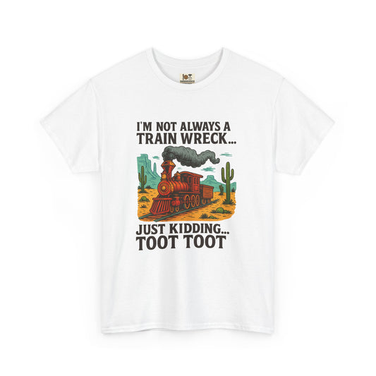 Funny Train Wreck Tee, Humorous T-Shirt, Graphic Cotton Shirt, Funny Gift for Him/Her, Casual Wear