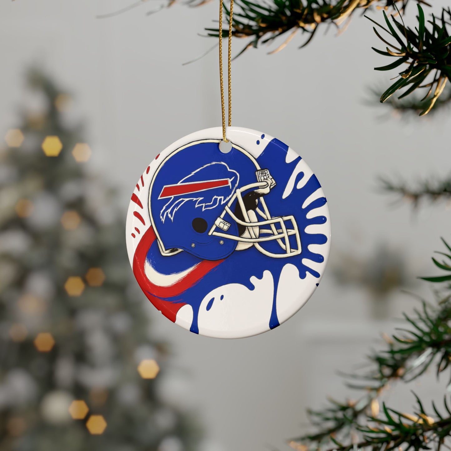 Buffalo Bills Ceramic Ornaments, NFL Holiday Decor, Sports Tree Ornaments, Fan Gift, Football Christmas Decorations