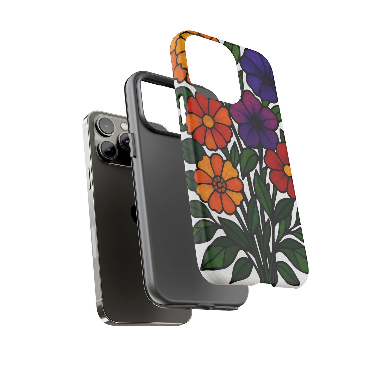 Floral Phone Case, Tough Cases with Colorful Flower Design, Gift for Flower Lovers, Summer Accessories, Trendy Phone Cover