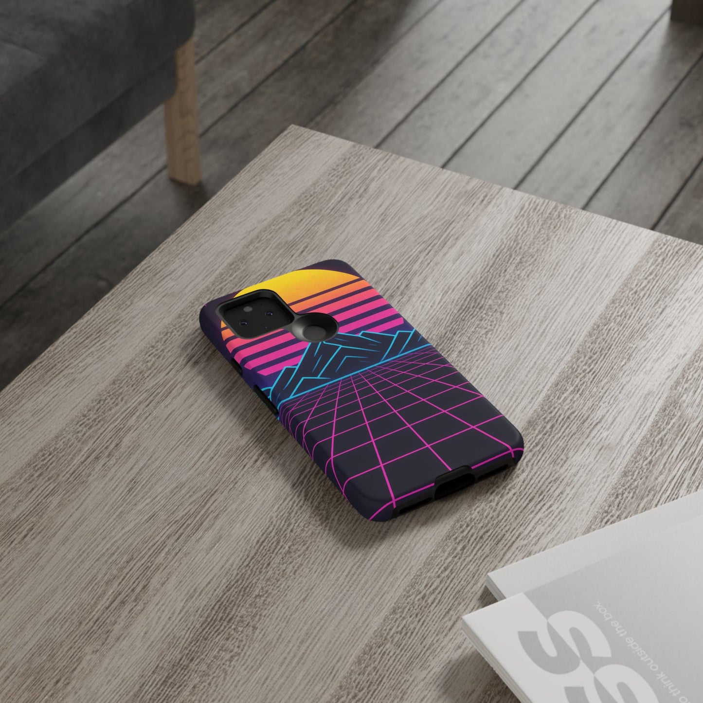 Retro Sunset Phone Case, Vintage Neon Case, 80s Aesthetic Cover, Gift for Tech Lovers, Unique Phone Accessories