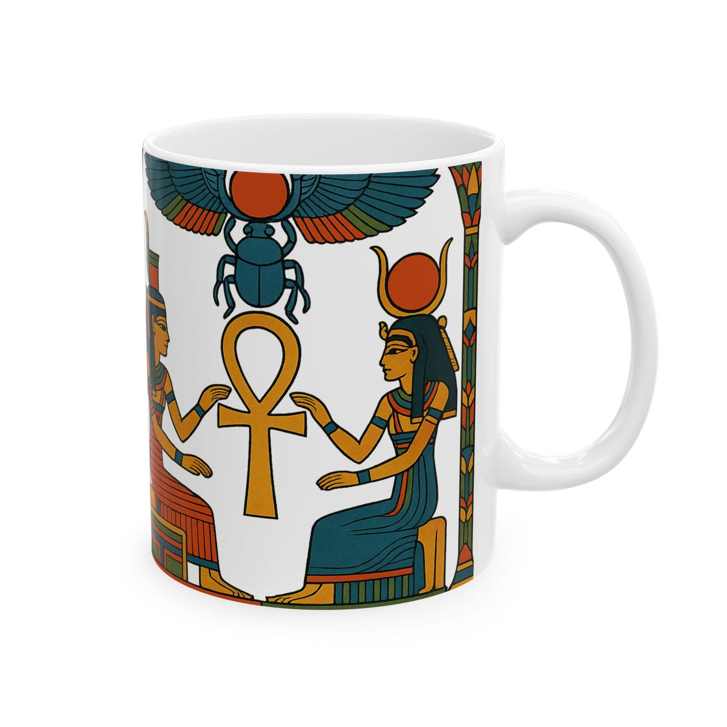 Egyptian Queen Ceramic Mug, Unique Gift for Art Lovers, Bohemian Decor, Coffee Mug, 11oz or 15oz Options