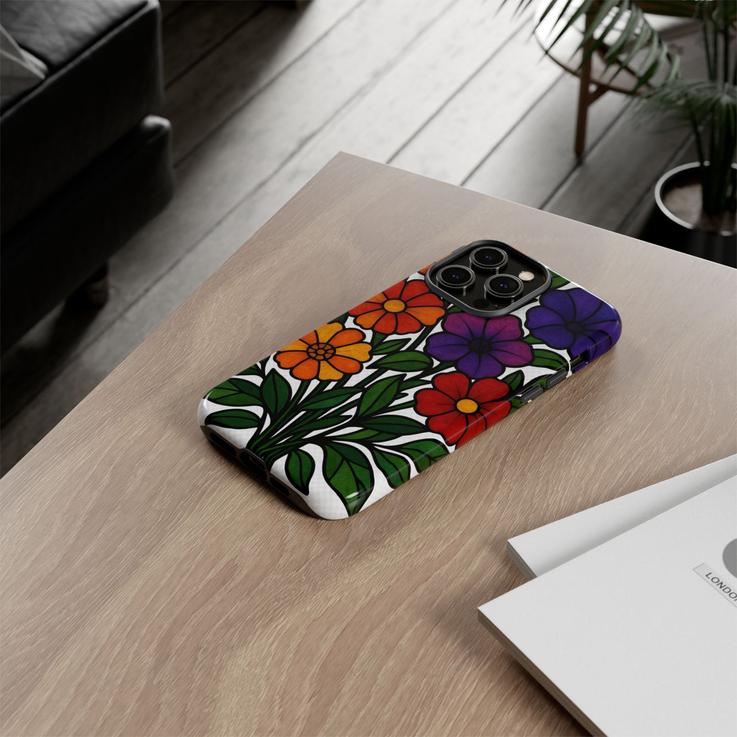 Floral Phone Case, Tough Cases with Colorful Flower Design, Gift for Flower Lovers, Summer Accessories, Trendy Phone Cover