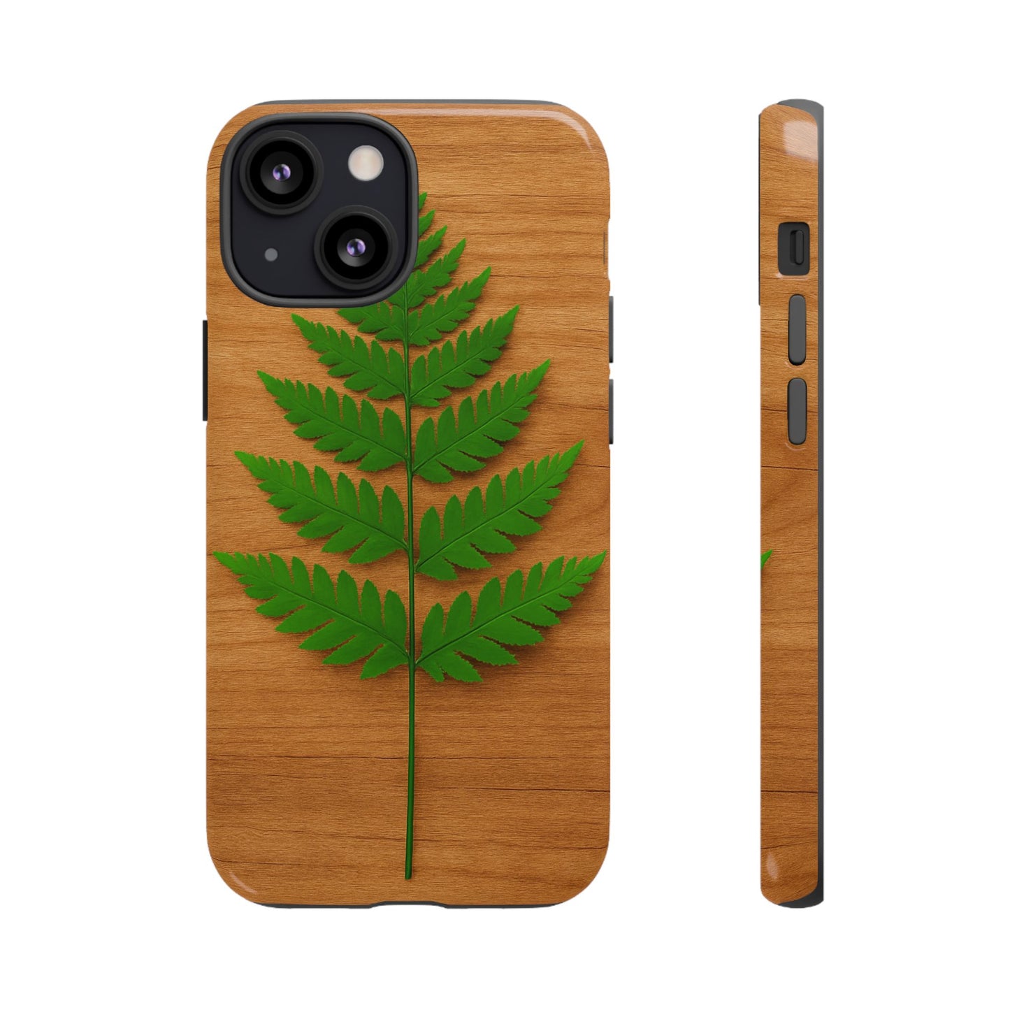 Wooden Fern Phone Case - Eco-Friendly Tough Cases for Nature Lovers, Unique Gift, Customizable Design, Nature-Themed Accessories