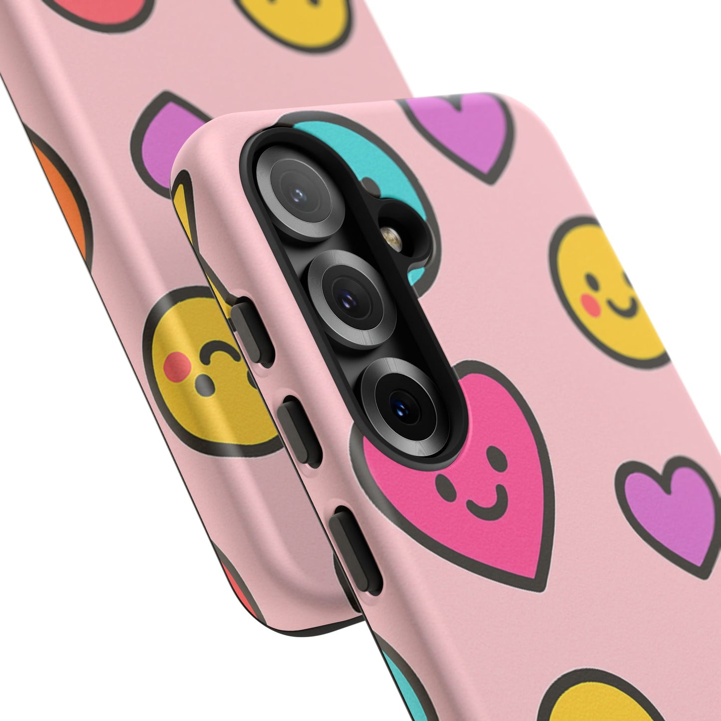 Cute Phone Case with Smiley Faces and Hearts, Fun Gift for Kids and Teens, Cellphone Protector, Birthday Present, Cute Accessories