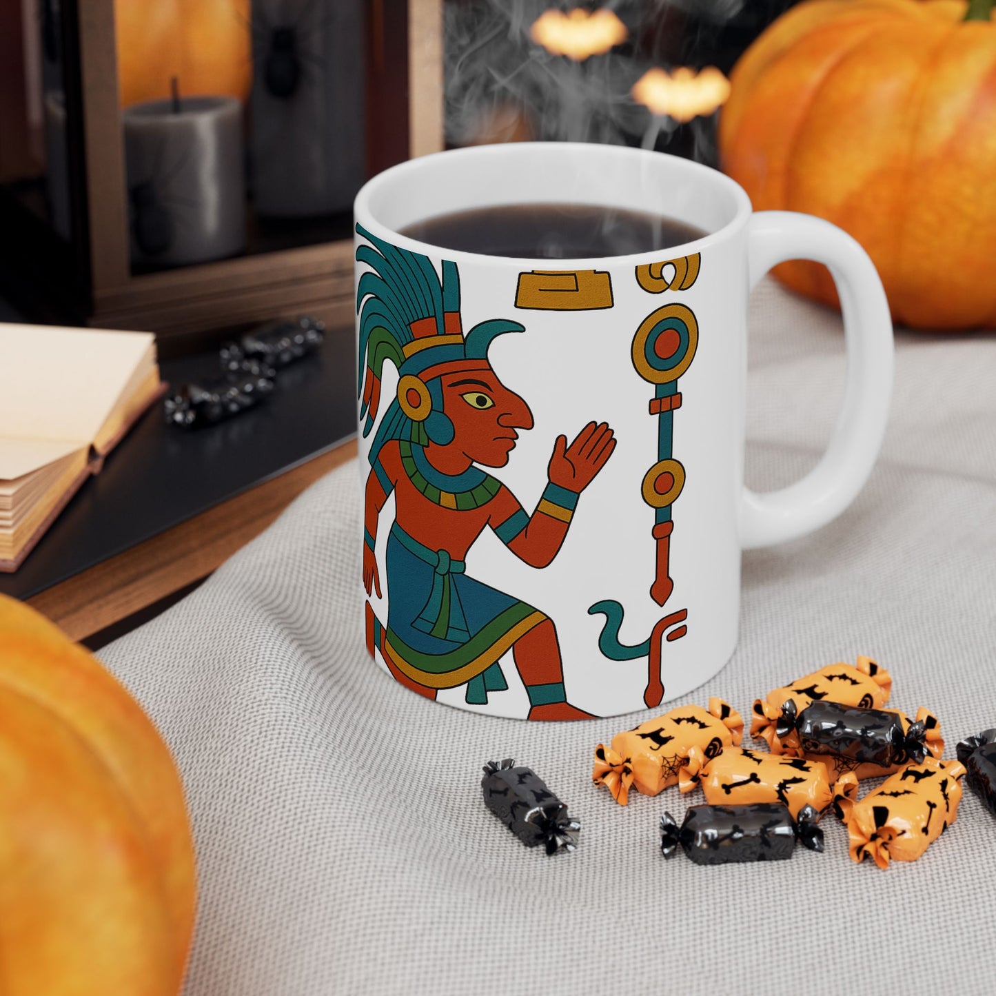 Vibrant Aztec Themed Ceramic Mug | Unique Gift for Coffee Lovers, Art Collectors, Home Decor, Cultural Enthusiasts, Birthday and Holidays, Aztec