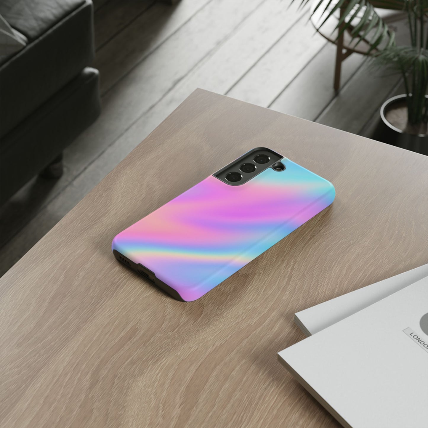 Colorful Holographic Phone Case, Tough Cases for iPhone, Trendy Phone Cover, Unique Gift for Her, Pastel Phone Accessory