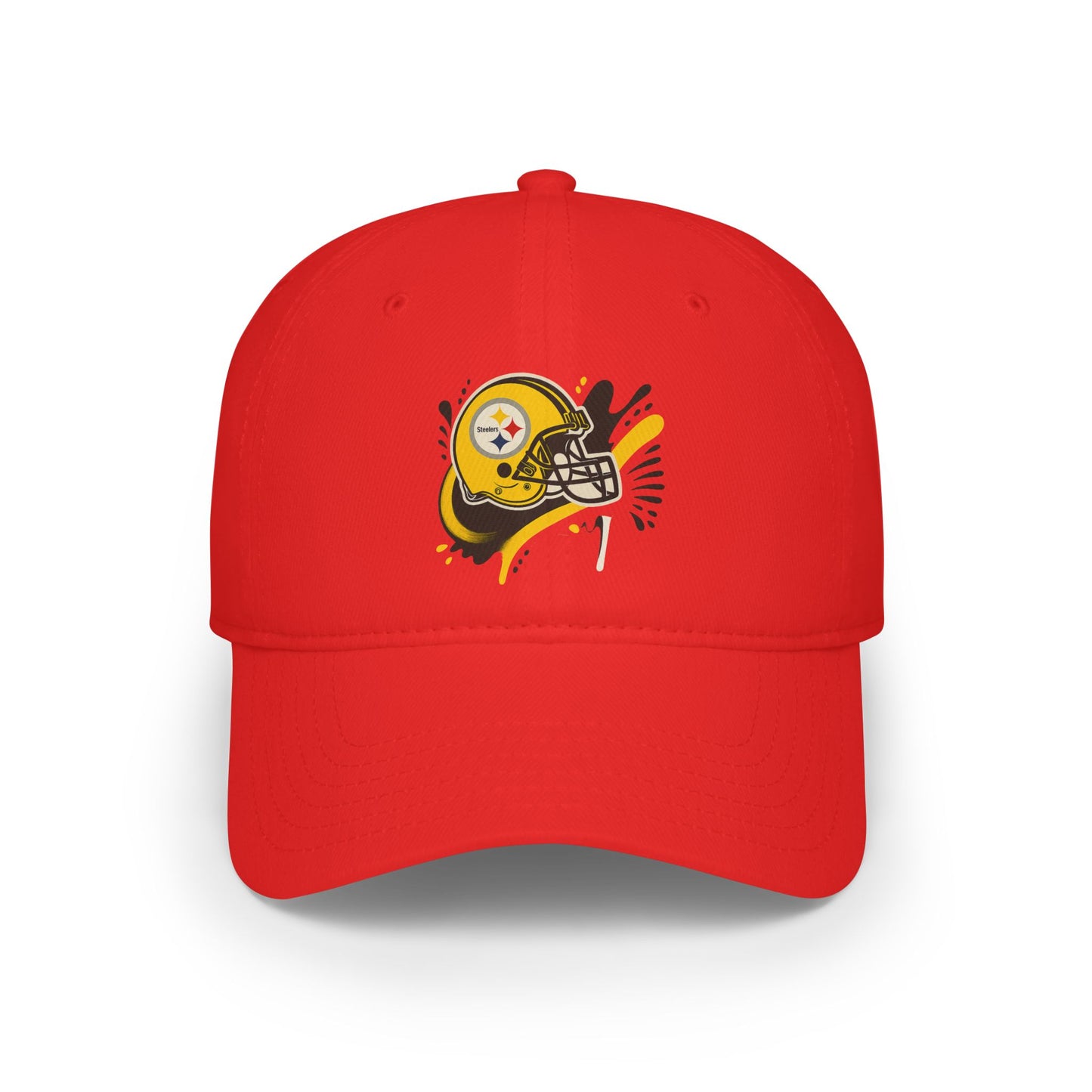 Red Low Profile Baseball Cap with Football Design, Ideal for Sports Fans, Casual Wear, Gifting, Game Day Accessory, Outdoor Events