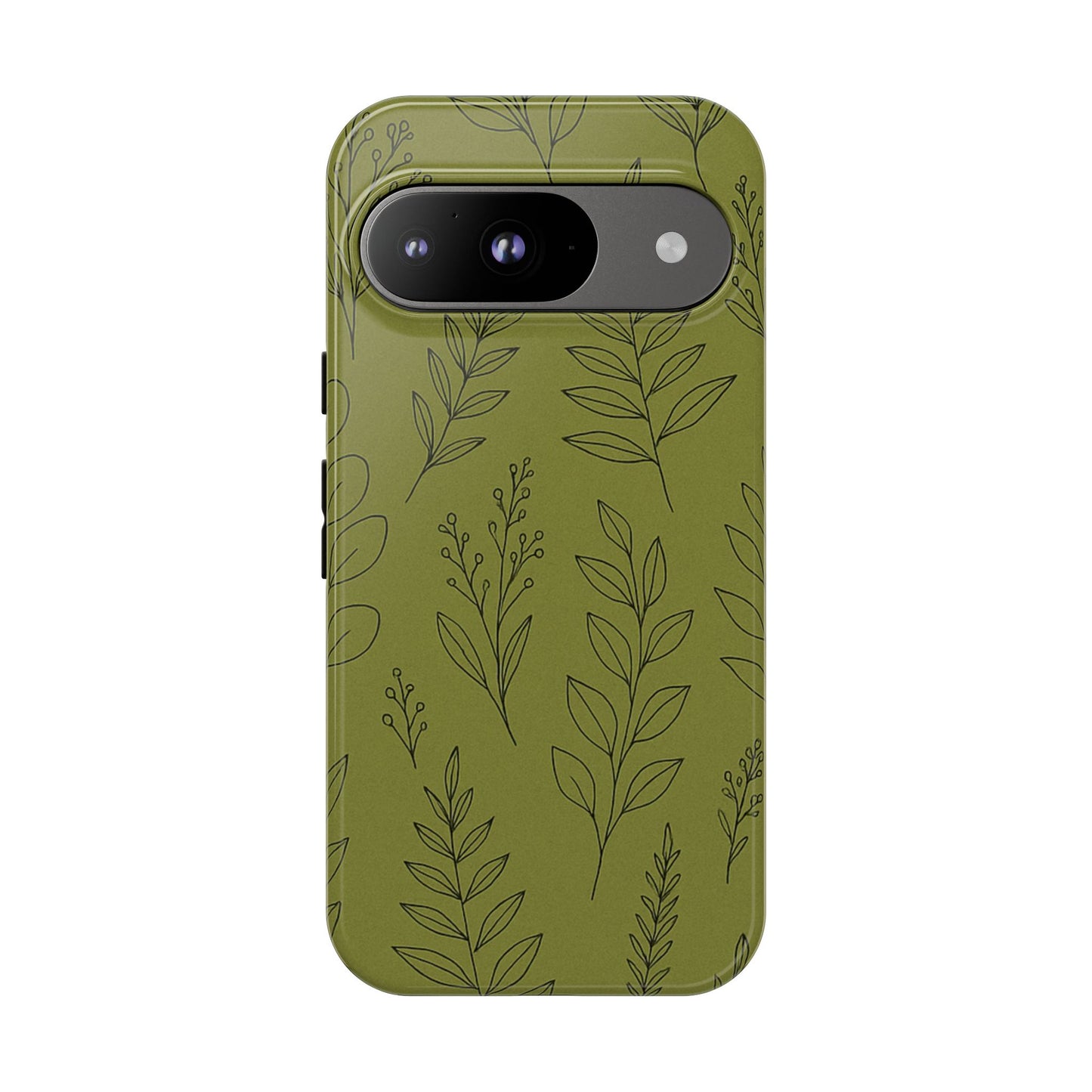 Stylish Phone Case, Botanical Design, Tough Phone Cover, Green Floral Case, Nature Inspired Gift, Eco-Friendly Accessory