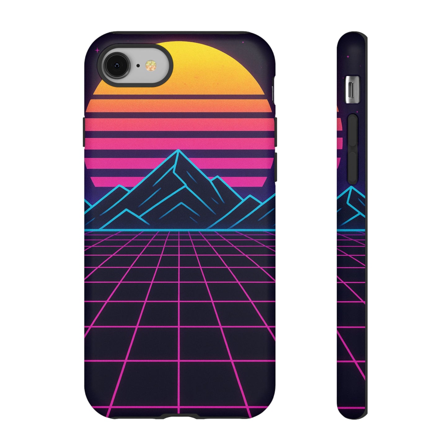 Retro Sunset Phone Case, Vintage Neon Case, 80s Aesthetic Cover, Gift for Tech Lovers, Unique Phone Accessories