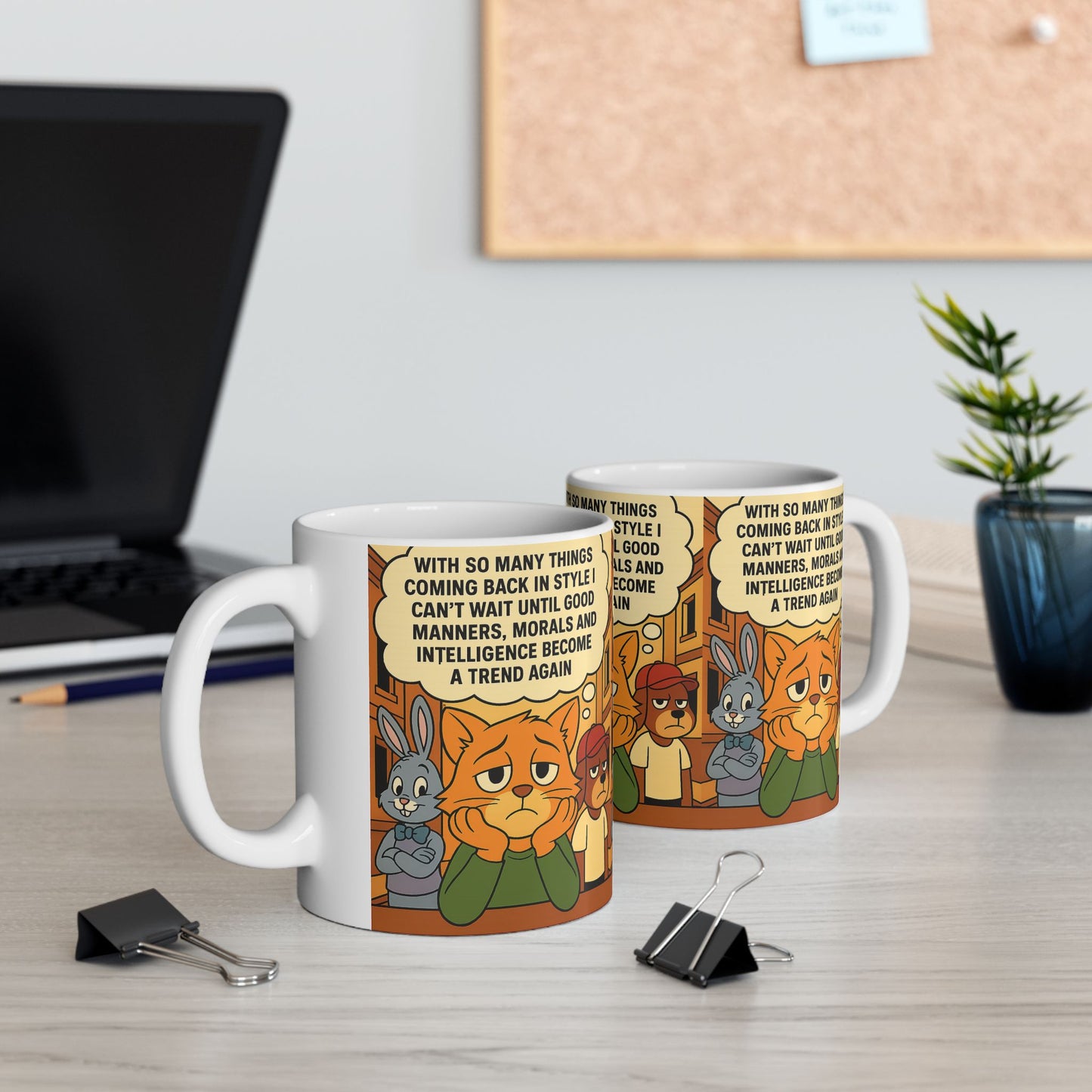 Nostalgic Ceramic Mug, Retro Coffee Cup, Animal Character Drinkware, Gift for Friends, Humor Mug for Home or Office