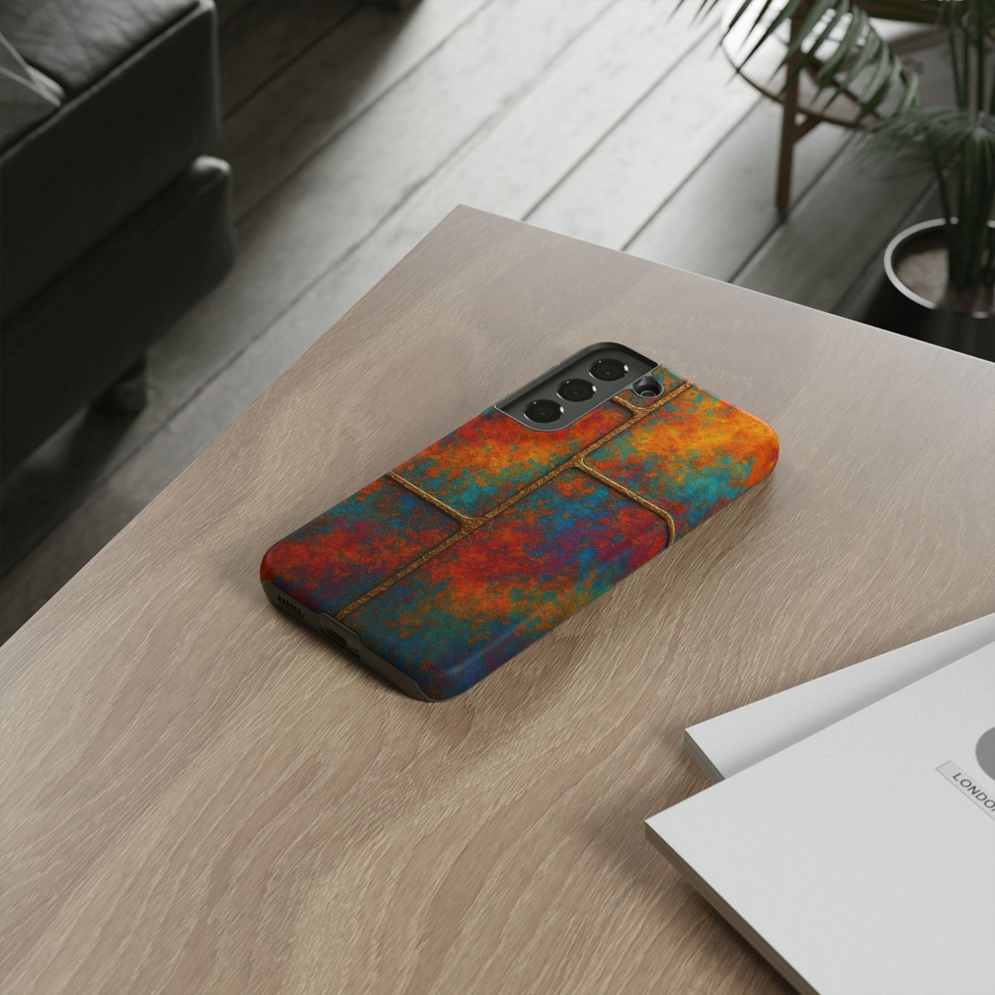 Colorful Textured Phone Case, Vibrant iPhone Cover, Tough Protective Shell, Unique Mobile Accessory, Artisan Phone Protection