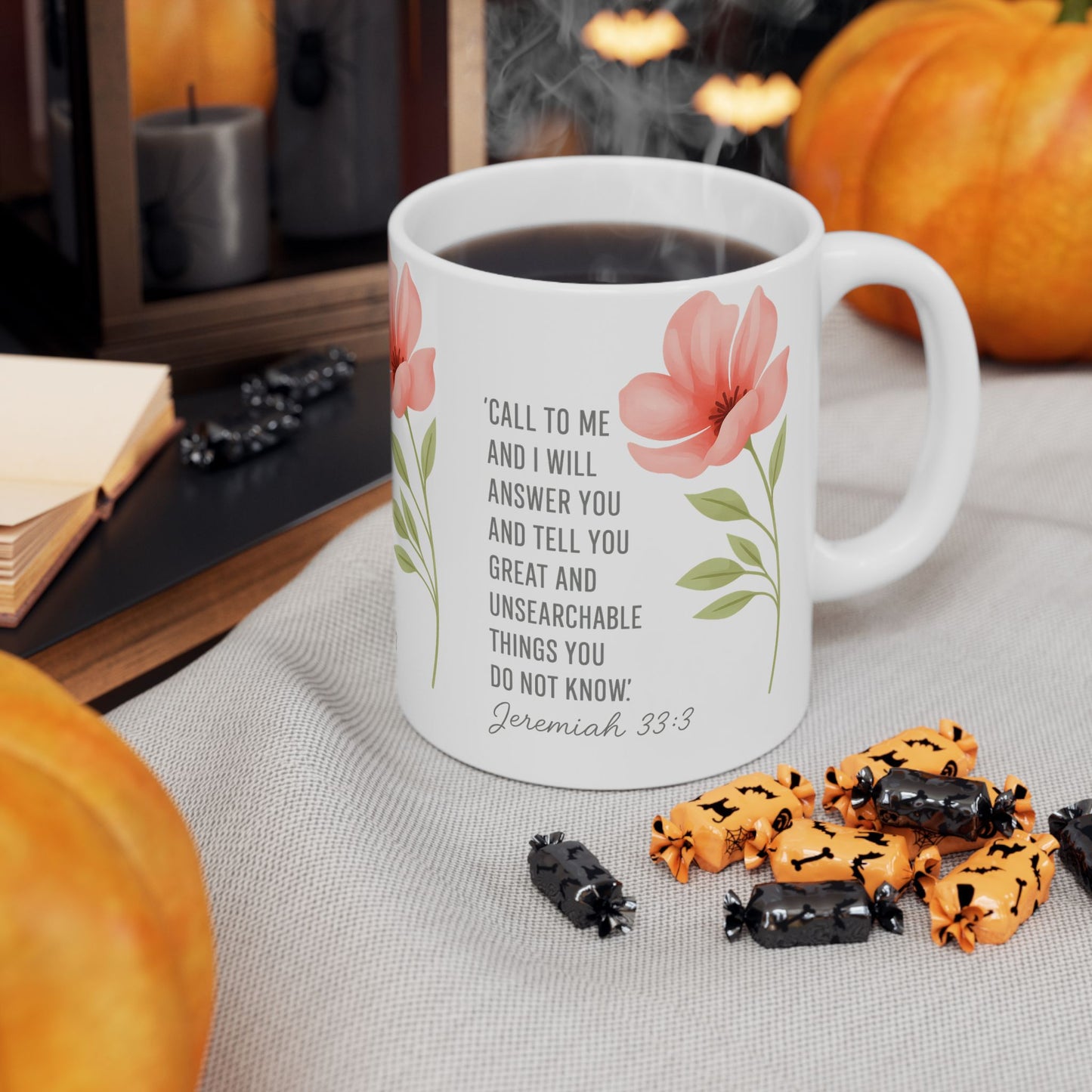 Floral Inspirational Ceramic Mug - Perfect Gift for Tea Lovers, Inspirational Gift, Self-Care Mug, Spring Decor, Faith-Based Gifts