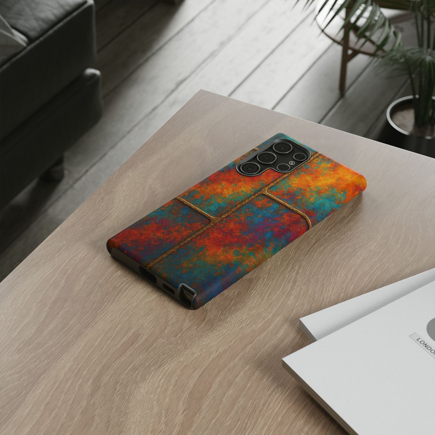 Colorful Textured Phone Case, Vibrant iPhone Cover, Tough Protective Shell, Unique Mobile Accessory, Artisan Phone Protection