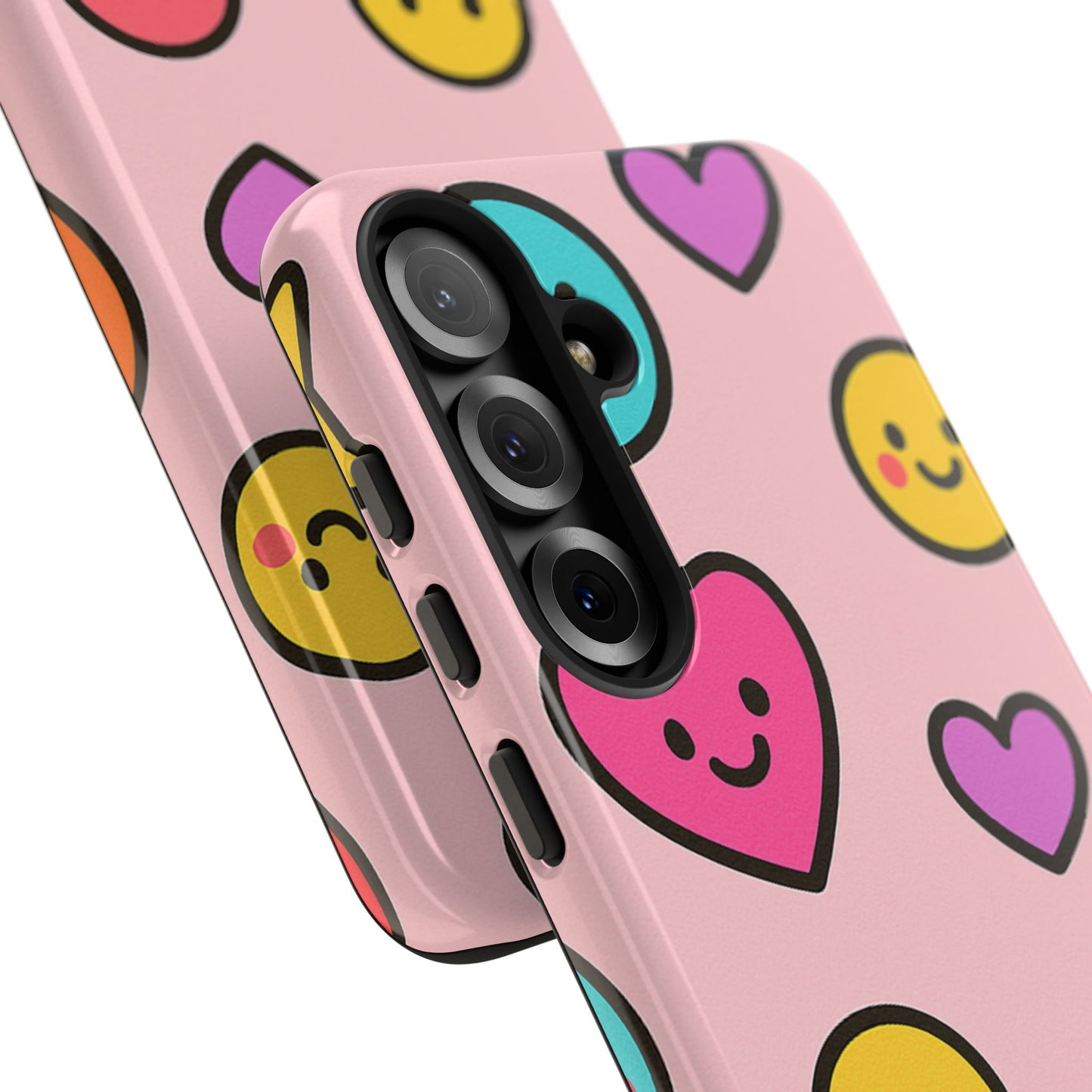 Cute Phone Case with Smiley Faces and Hearts, Fun Gift for Kids and Teens, Cellphone Protector, Birthday Present, Cute Accessories