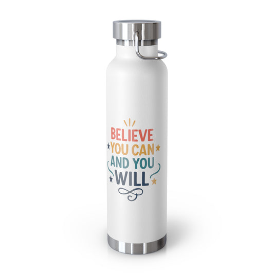 Inspirational Water Bottle, Motivational Travel Mug, Believe You Can Drinkware, Fitness Gifts, Personal Affirmation Bottle
