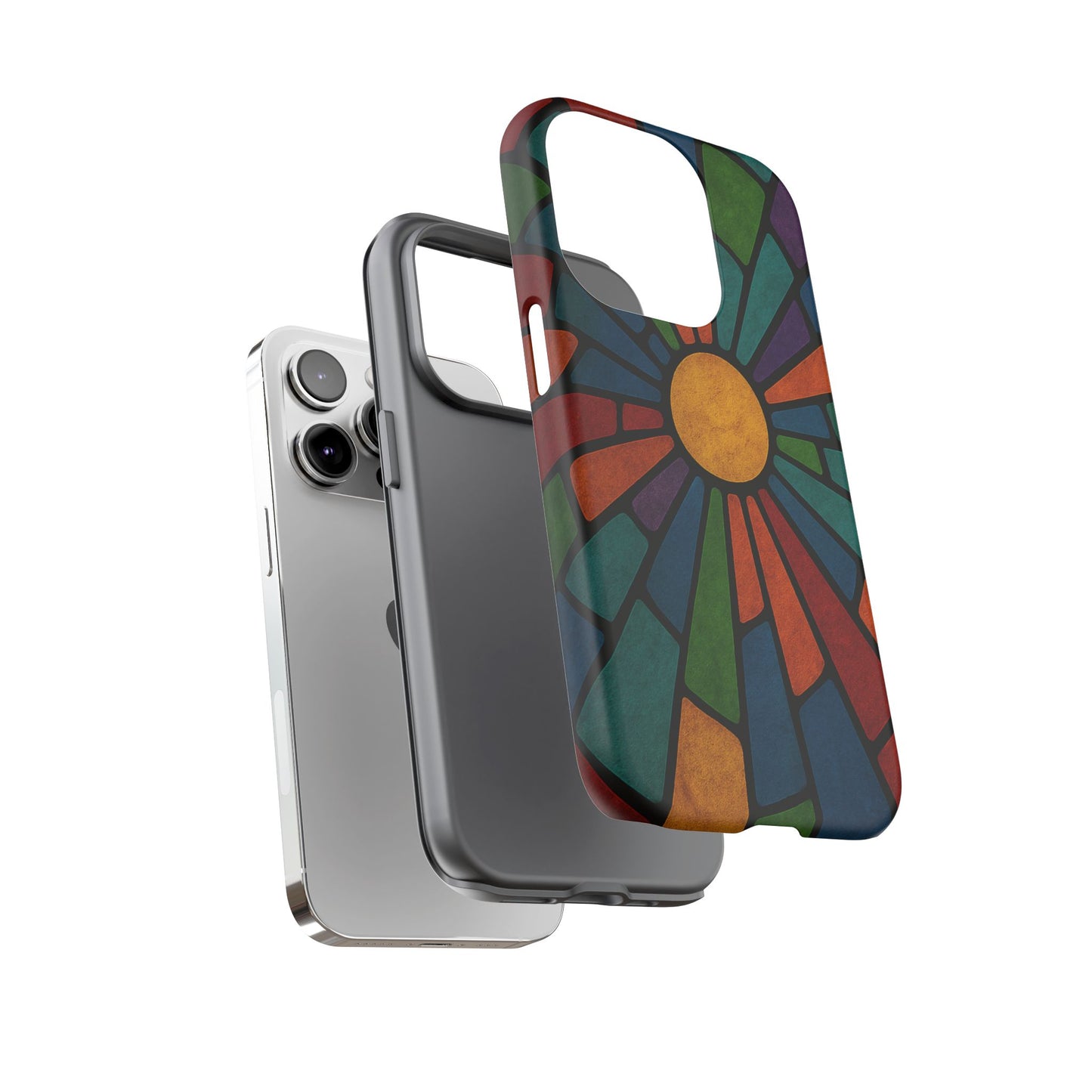 Colorful Stained Glass Phone Case, Tough Cases, Artistic Phone Cover, Vibrant Mobile Accessory, Unique Gift for Art Lovers