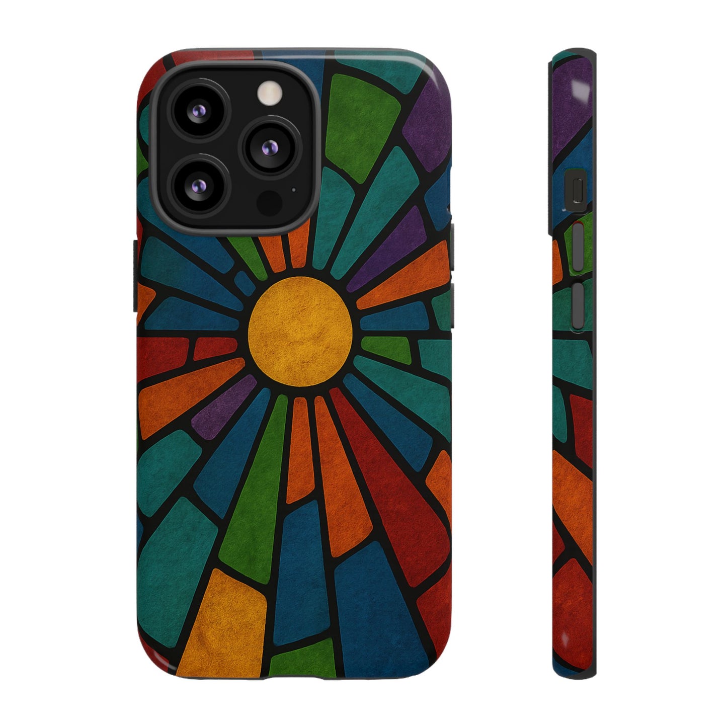 Colorful Stained Glass Phone Case, Tough Cases, Artistic Phone Cover, Vibrant Mobile Accessory, Unique Gift for Art Lovers