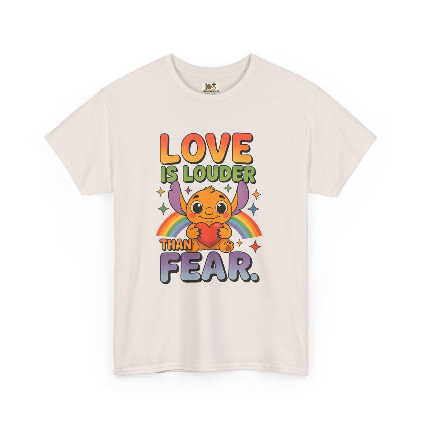 Love is Louder Unisex Heavy Cotton Tee, Positive Vibes Shirt, Pride Apparel, Gift for Friends, Fearless Fashion, Rainbow Graphic Tee