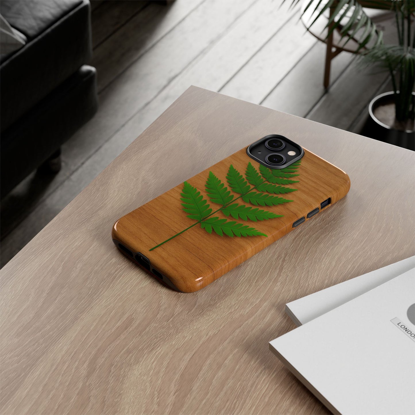 Wooden Fern Phone Case - Eco-Friendly Tough Cases for Nature Lovers, Unique Gift, Customizable Design, Nature-Themed Accessories