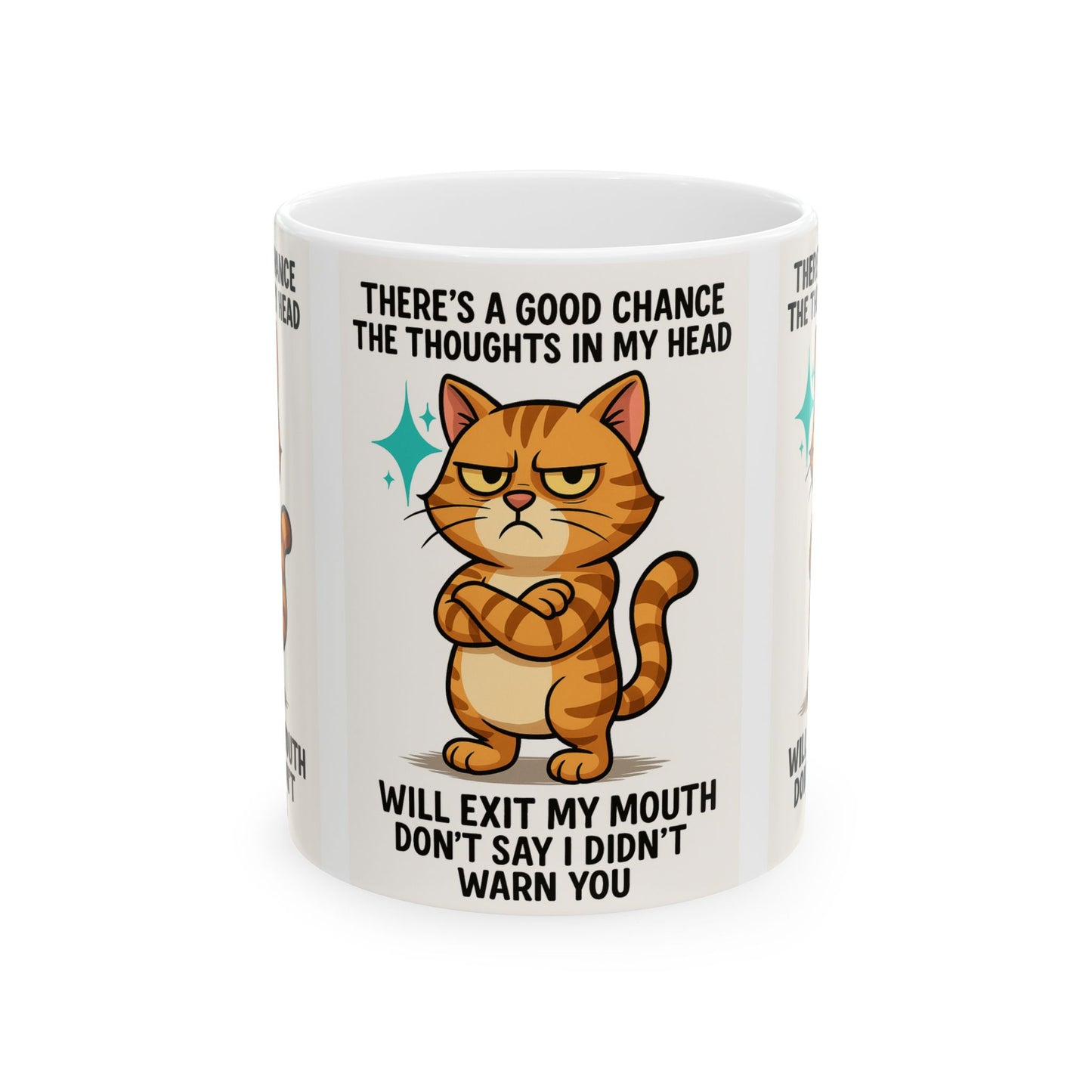 Sassy Cat Ceramic Mug: Quirky Gift for Cat Lovers, Funny Coffee Cup, Unique Birthday Present, Perfect for Pet Owners