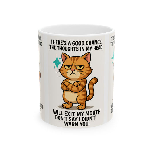 Sassy Cat Ceramic Mug: Quirky Gift for Cat Lovers, Funny Coffee Cup, Unique Birthday Present, Perfect for Pet Owners