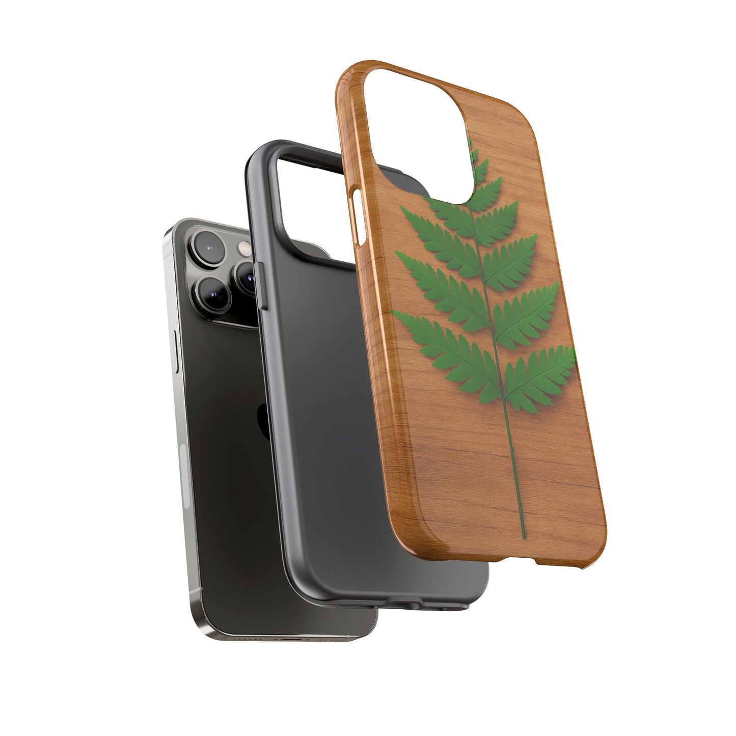 Wooden Fern Phone Case - Eco-Friendly Tough Cases for Nature Lovers, Unique Gift, Customizable Design, Nature-Themed Accessories