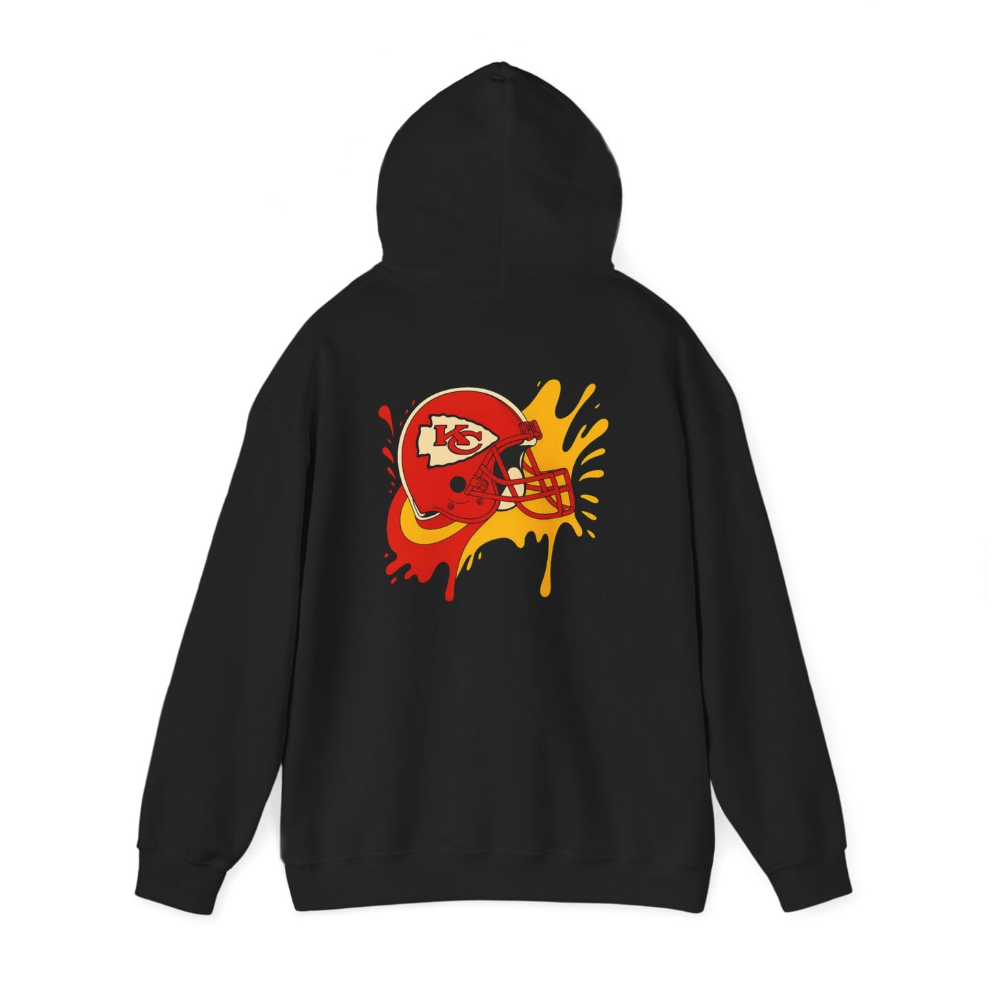 Sporty Graffiti Hoodie for Chiefs Fans, Versatile Streetwear, Perfect Gift for Game Day, Fashionable Fall Layer, Unisex Heavy Blend