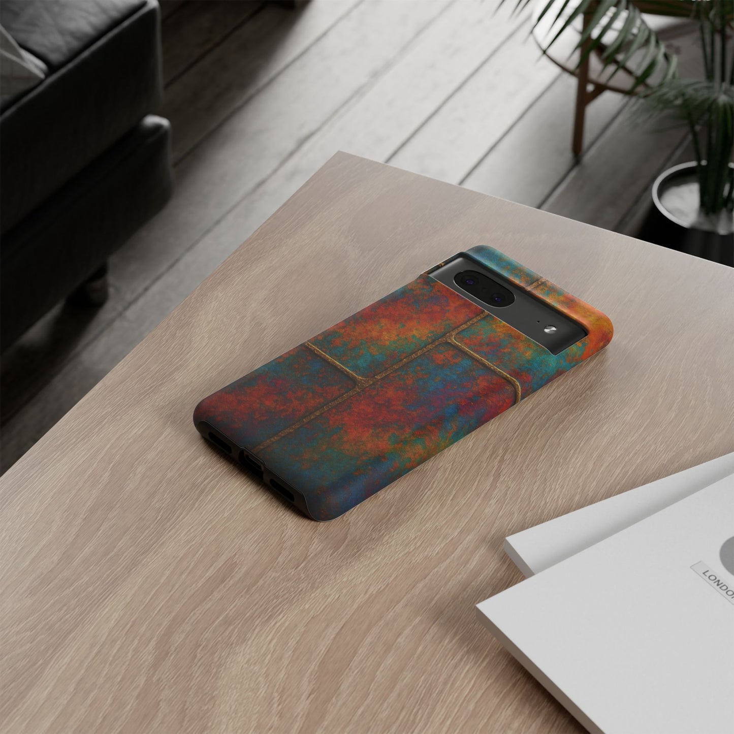 Colorful Textured Phone Case, Vibrant iPhone Cover, Tough Protective Shell, Unique Mobile Accessory, Artisan Phone Protection