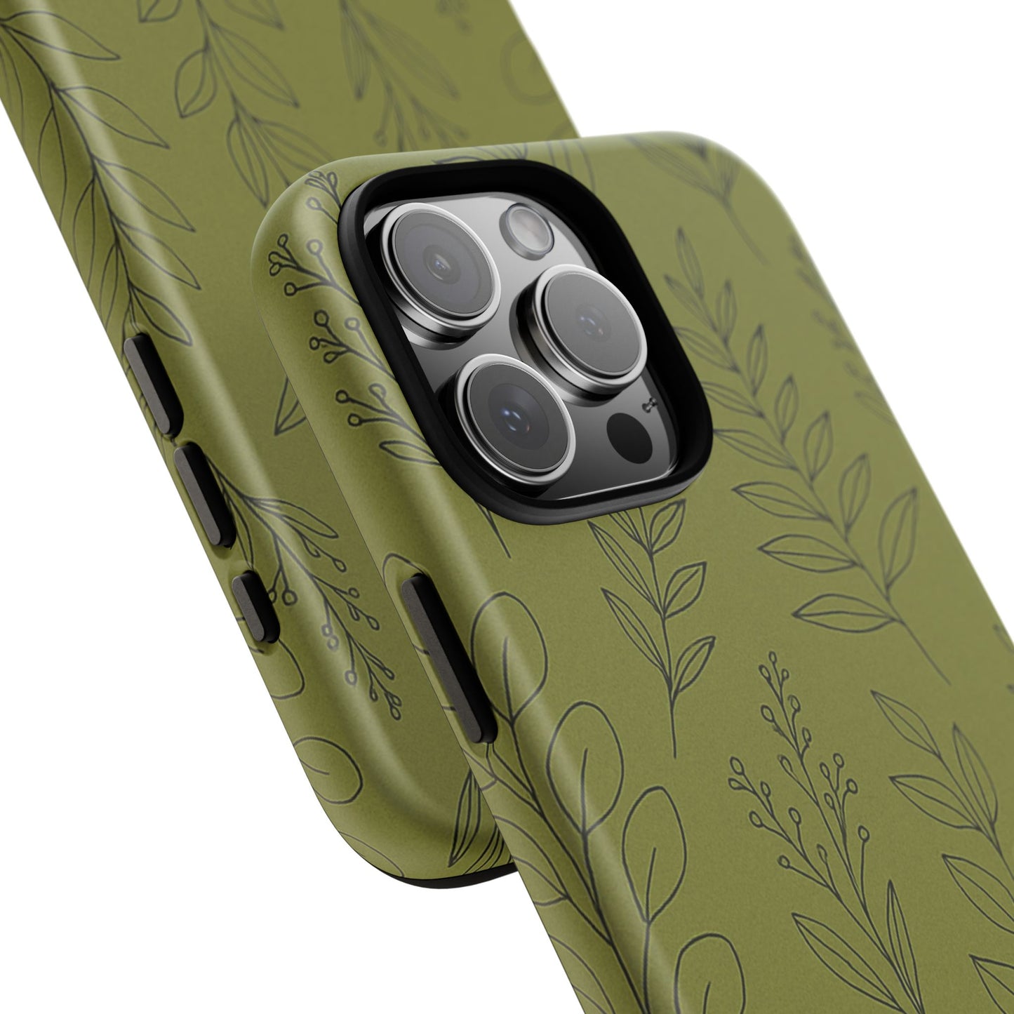 Stylish Phone Case, Botanical Design, Tough Phone Cover, Green Floral Case, Nature Inspired Gift, Eco-Friendly Accessory