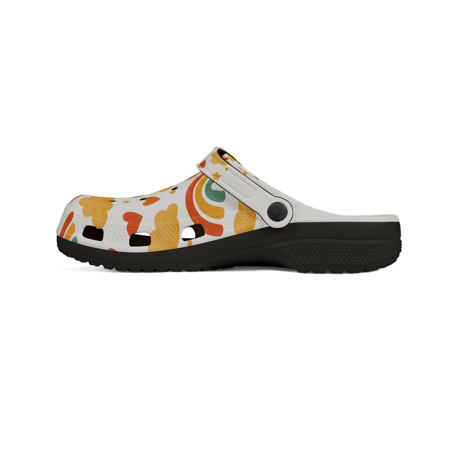 Vibrant EVA Foam Crocs – Fun Rainbow & Heart Design, Slip-On Comfort Shoes, Perfect for Summer Fun, Gardening, Holidays, Gifts