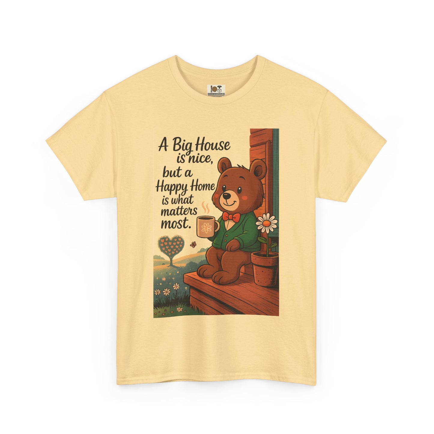 Cozy Bear Graphic Tee | A Big House is Nice, Happy Home Matters | Unisex Cotton T-Shirt, Gift for Home Lovers, Family, Friends, Birthdays