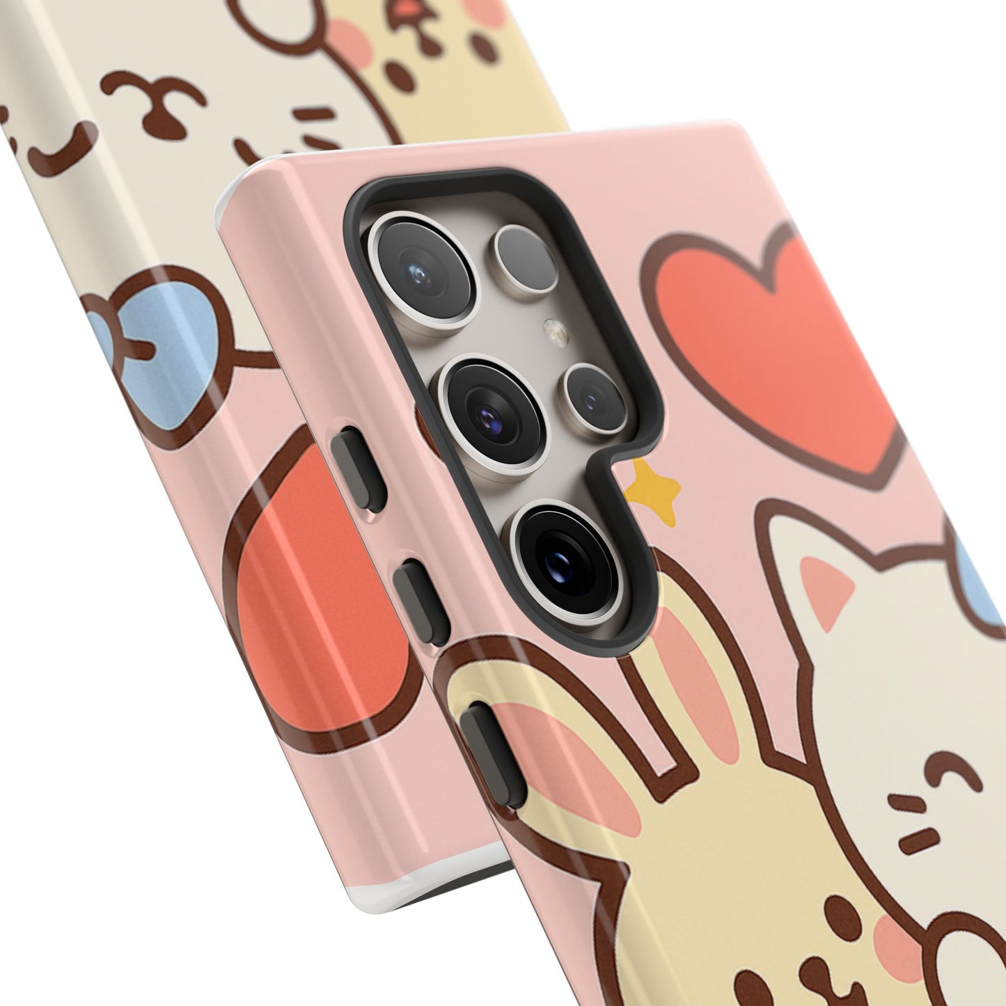 Cute Animal Phone Case -Tough Cases with Bunny and Cat Design, Kawaii Gift for Kids, Birthday, Everyday Use, Phone Accessories, teenage girl