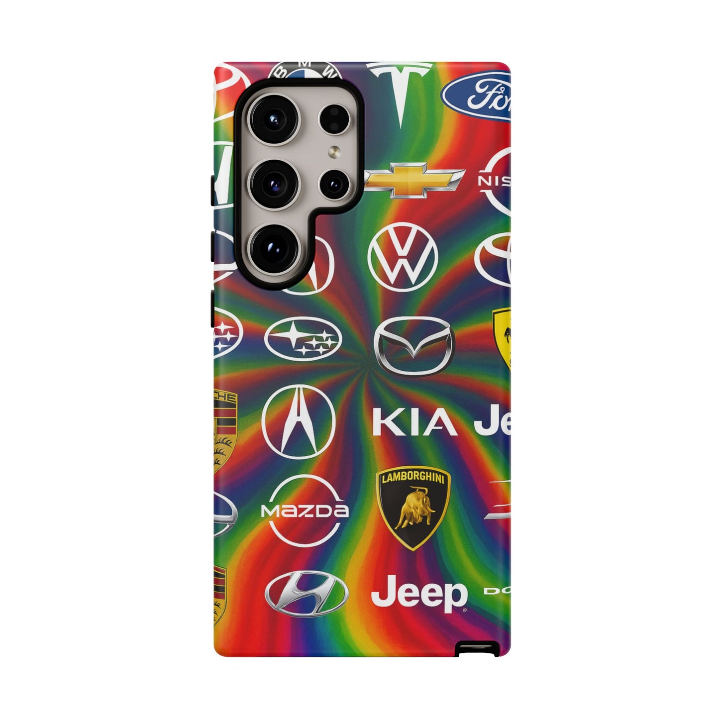 Colorful Car Logos Phone Case - Vibrant Tough Cases for Auto Enthusiasts, Unique Gift for Birthdays, Car Events, and Holidays
