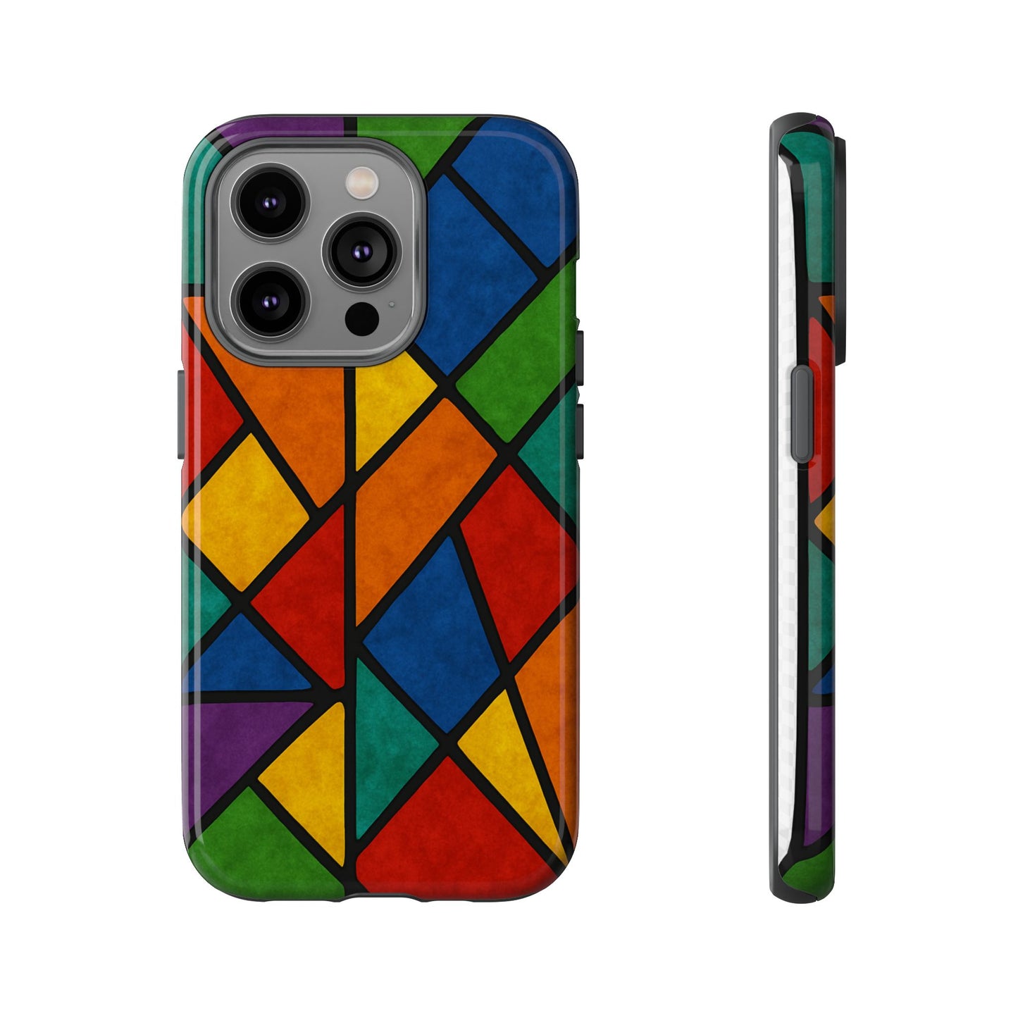 Colorful Phone Case, Stained Glass Pattern, Artistic Phone Cover, Unique Smartphone Protection, Vibrant Gift for All Occasions