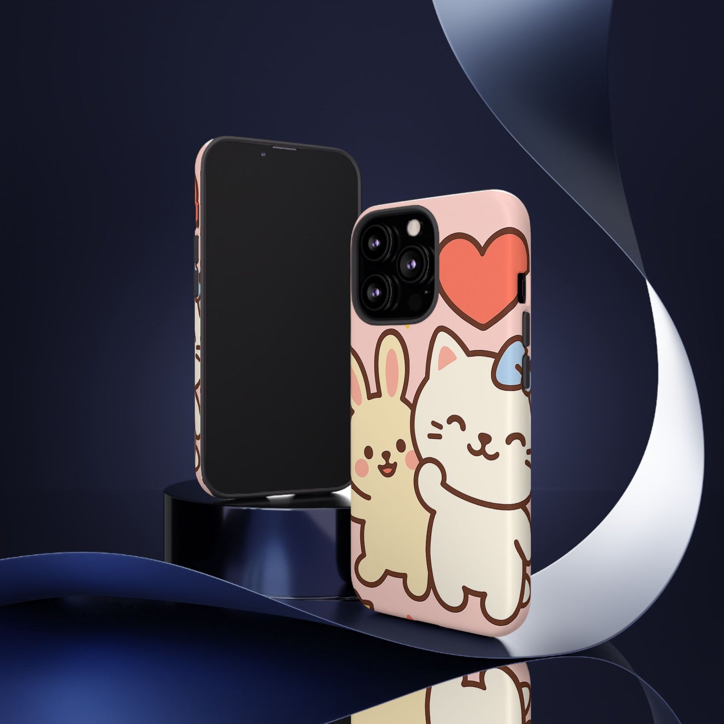 Cute Animal Phone Case -Tough Cases with Bunny and Cat Design, Kawaii Gift for Kids, Birthday, Everyday Use, Phone Accessories, teenage girl
