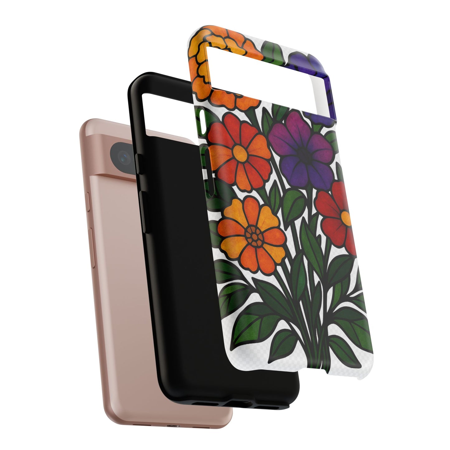 Floral Phone Case, Tough Cases with Colorful Flower Design, Gift for Flower Lovers, Summer Accessories, Trendy Phone Cover