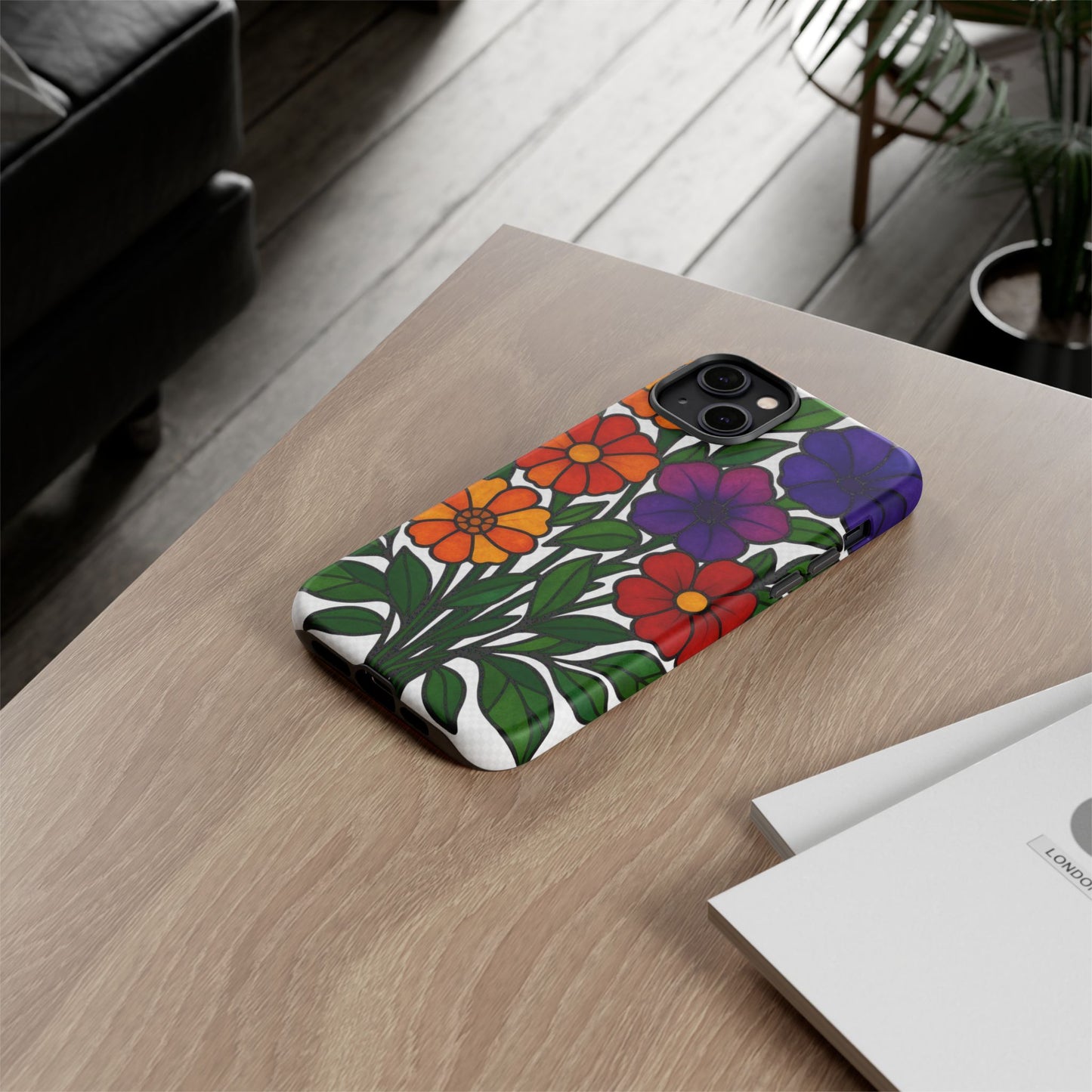 Floral Phone Case, Tough Cases with Colorful Flower Design, Gift for Flower Lovers, Summer Accessories, Trendy Phone Cover