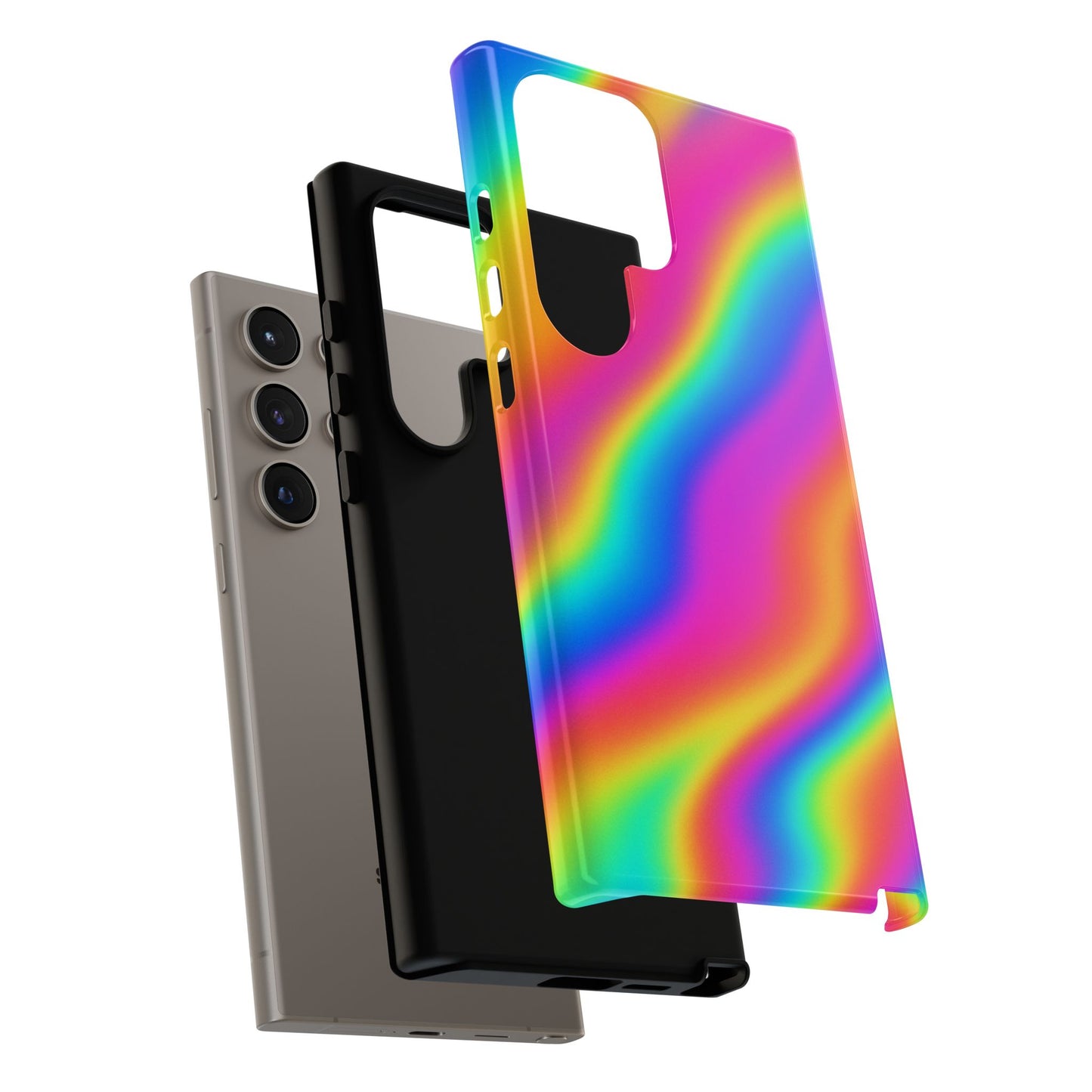 Rainbow Wavy Phone Case - Colorful Tough Cases for Stylish Protection, LGBTQ+ Pride Gift, Trendy Phone Accessory, Birthday, Holiday Present