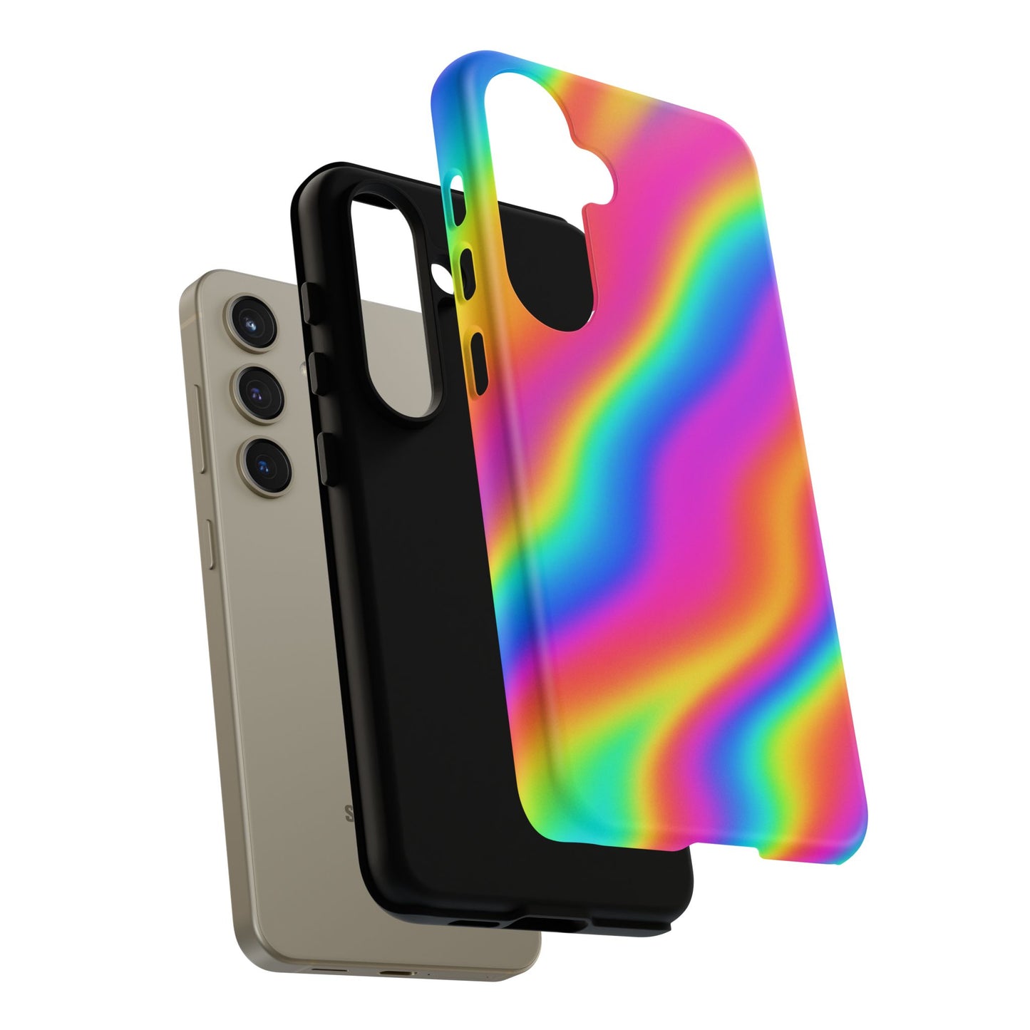 Rainbow Wavy Phone Case - Colorful Tough Cases for Stylish Protection, LGBTQ+ Pride Gift, Trendy Phone Accessory, Birthday, Holiday Present
