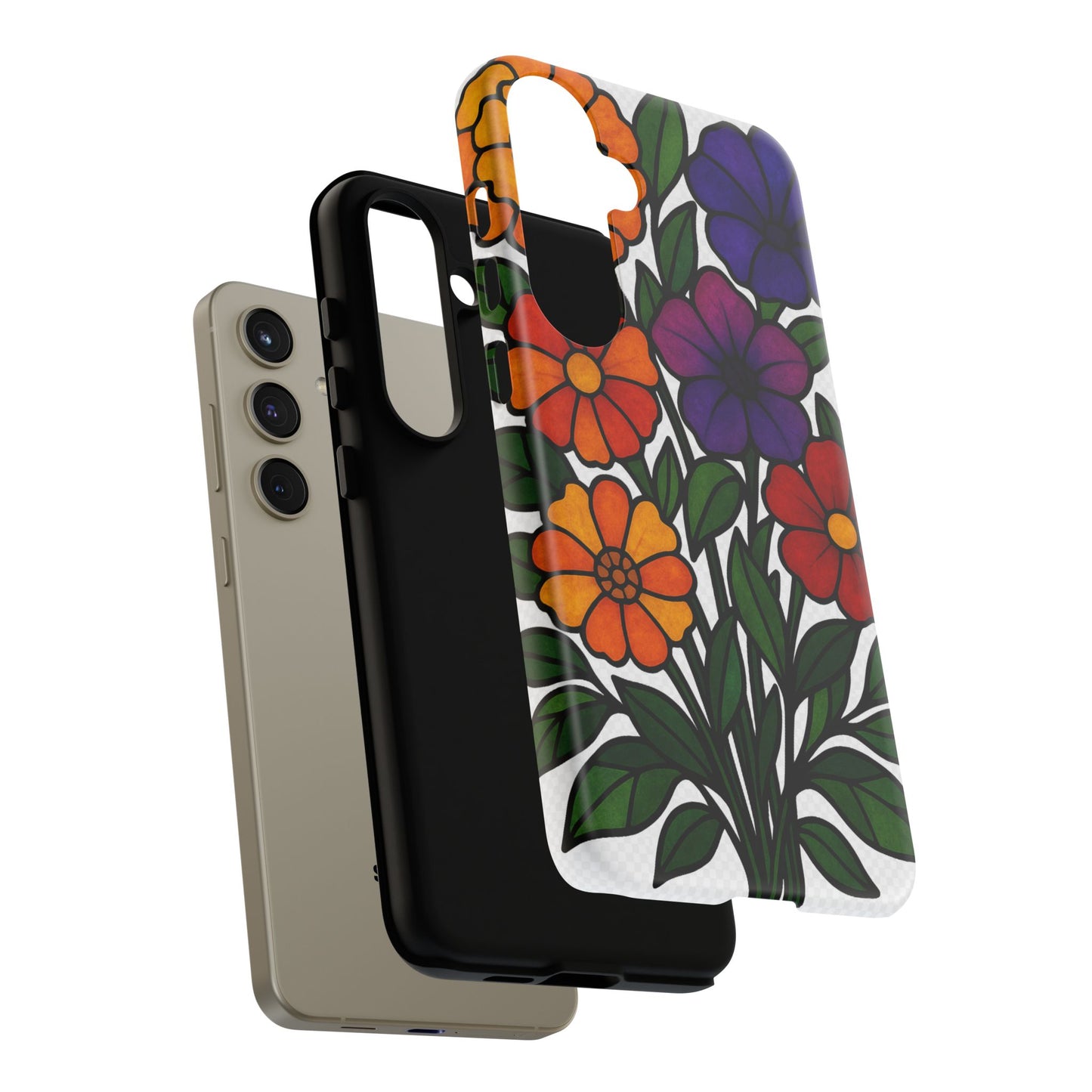 Floral Phone Case, Tough Cases with Colorful Flower Design, Gift for Flower Lovers, Summer Accessories, Trendy Phone Cover