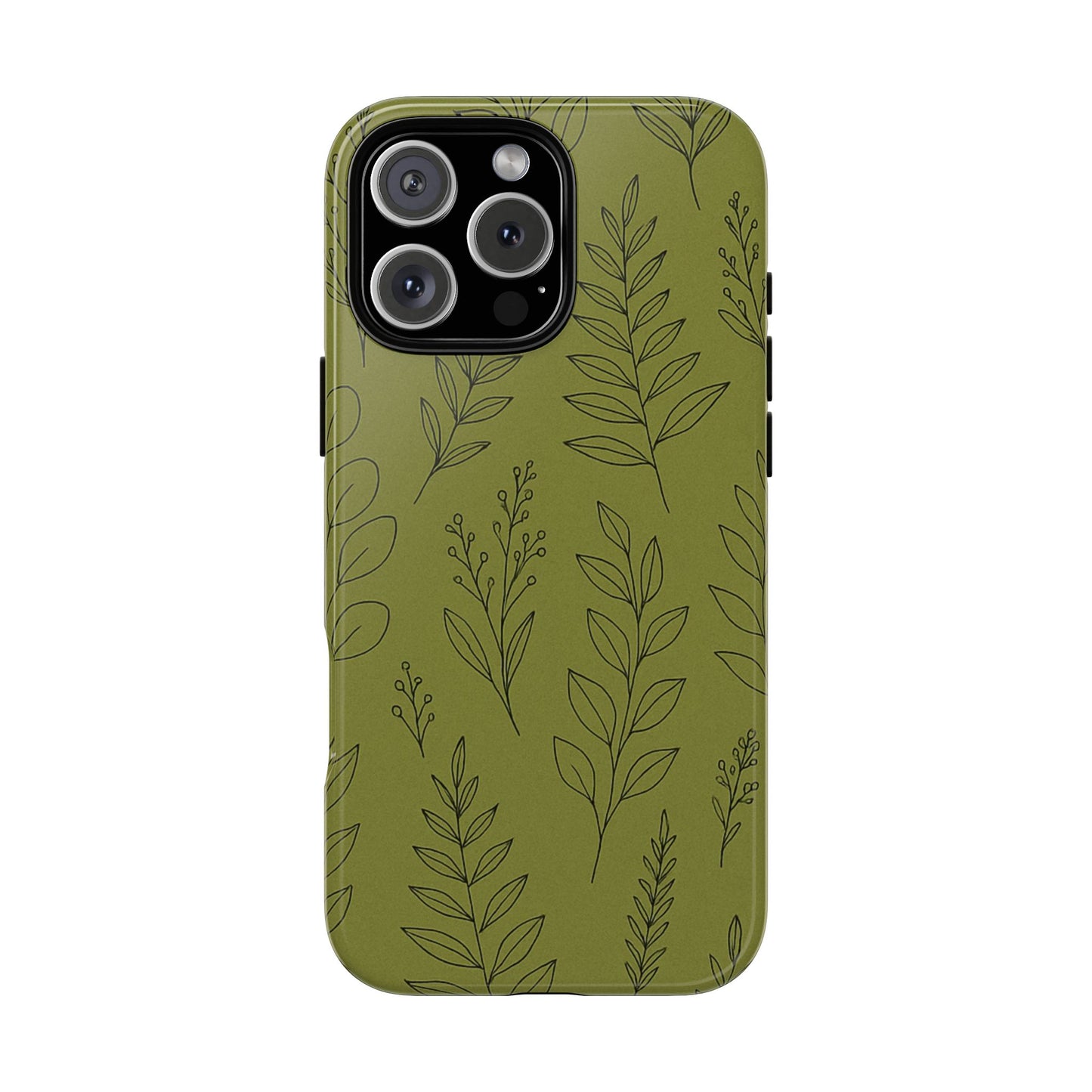 Stylish Phone Case, Botanical Design, Tough Phone Cover, Green Floral Case, Nature Inspired Gift, Eco-Friendly Accessory