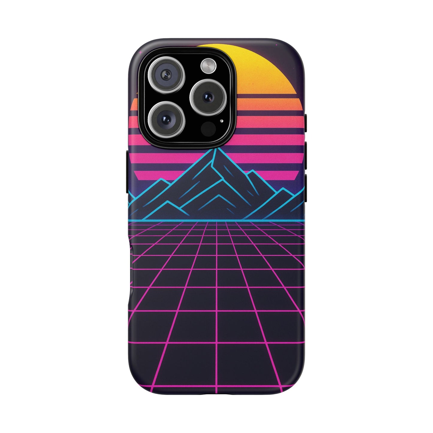 Retro Sunset Phone Case, Vintage Neon Case, 80s Aesthetic Cover, Gift for Tech Lovers, Unique Phone Accessories