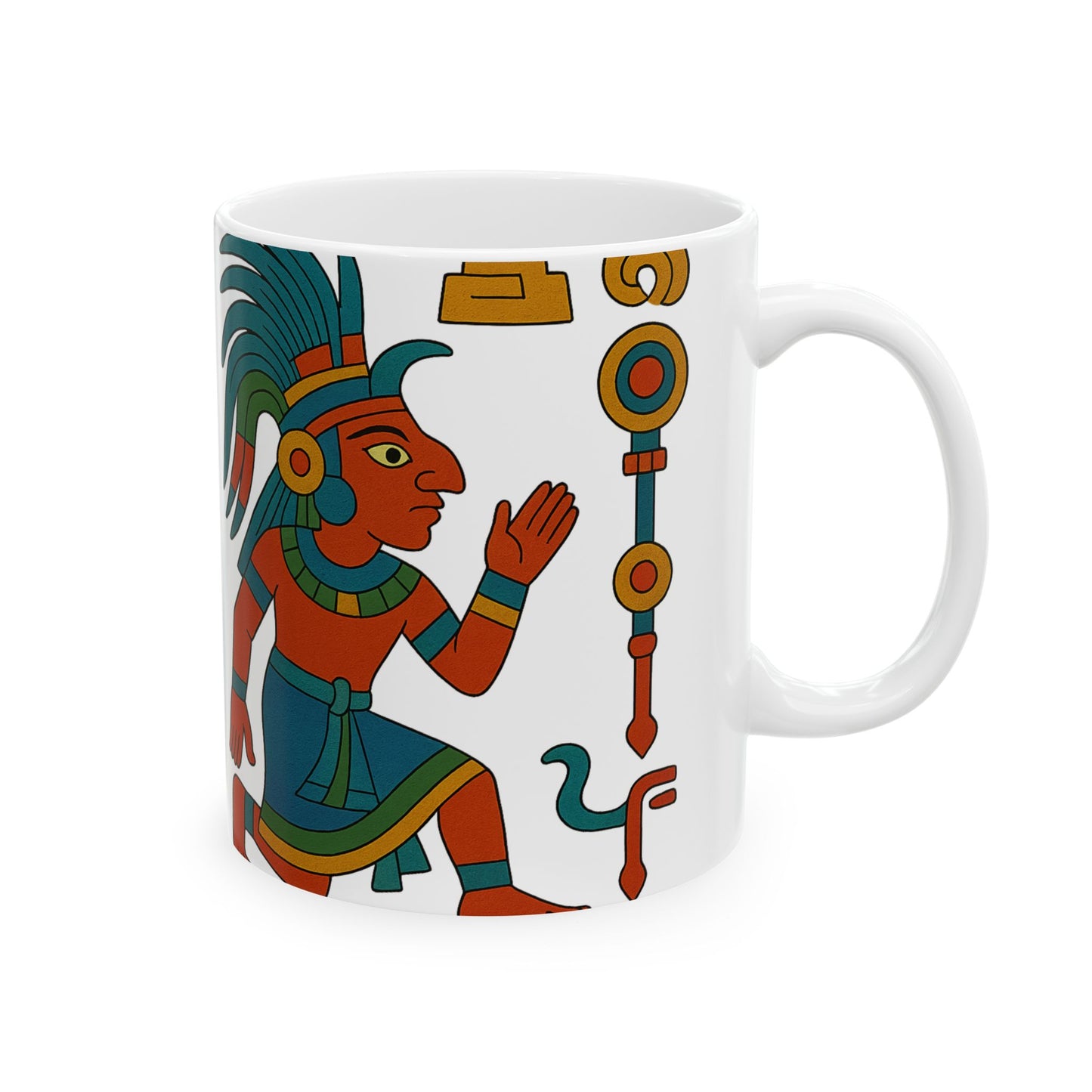 Vibrant Aztec Themed Ceramic Mug | Unique Gift for Coffee Lovers, Art Collectors, Home Decor, Cultural Enthusiasts, Birthday and Holidays, Aztec