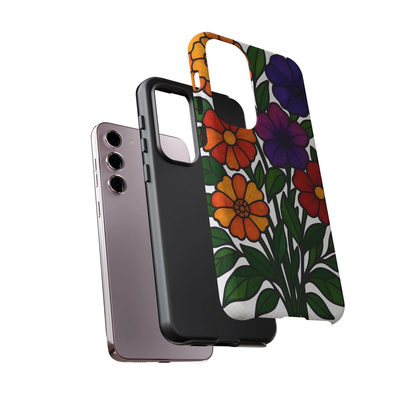 Floral Phone Case, Tough Cases with Colorful Flower Design, Gift for Flower Lovers, Summer Accessories, Trendy Phone Cover
