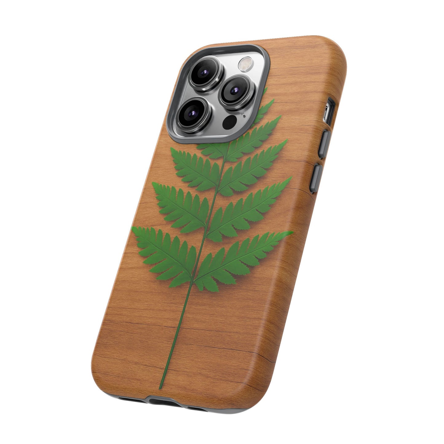 Wooden Fern Phone Case - Eco-Friendly Tough Cases for Nature Lovers, Unique Gift, Customizable Design, Nature-Themed Accessories