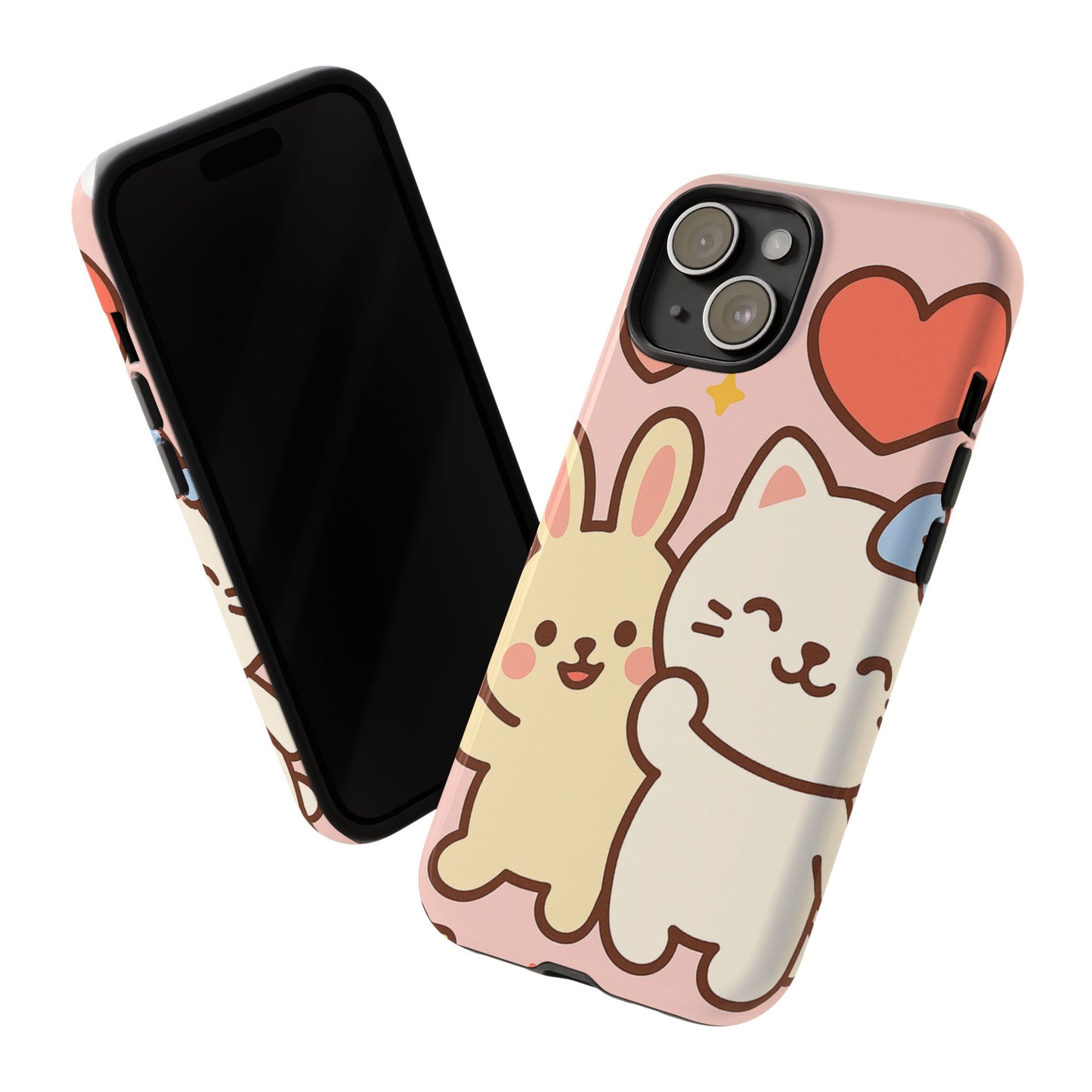 Cute Animal Phone Case -Tough Cases with Bunny and Cat Design, Kawaii Gift for Kids, Birthday, Everyday Use, Phone Accessories, teenage girl
