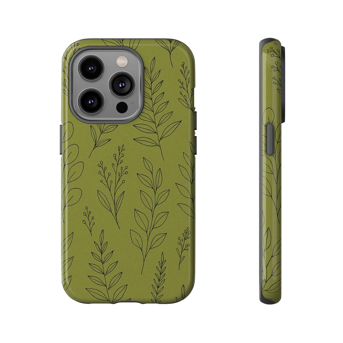 Stylish Phone Case, Botanical Design, Tough Phone Cover, Green Floral Case, Nature Inspired Gift, Eco-Friendly Accessory