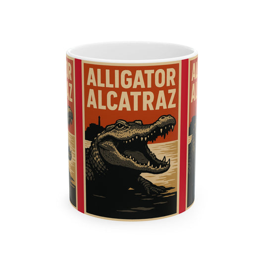 Alligator Alcatraz Mug - Unique Ceramic Cup for Nature Lovers, Gifts for Wildlife Enthusiasts, Vintage Style Coffee Mug, Perfect for [...]