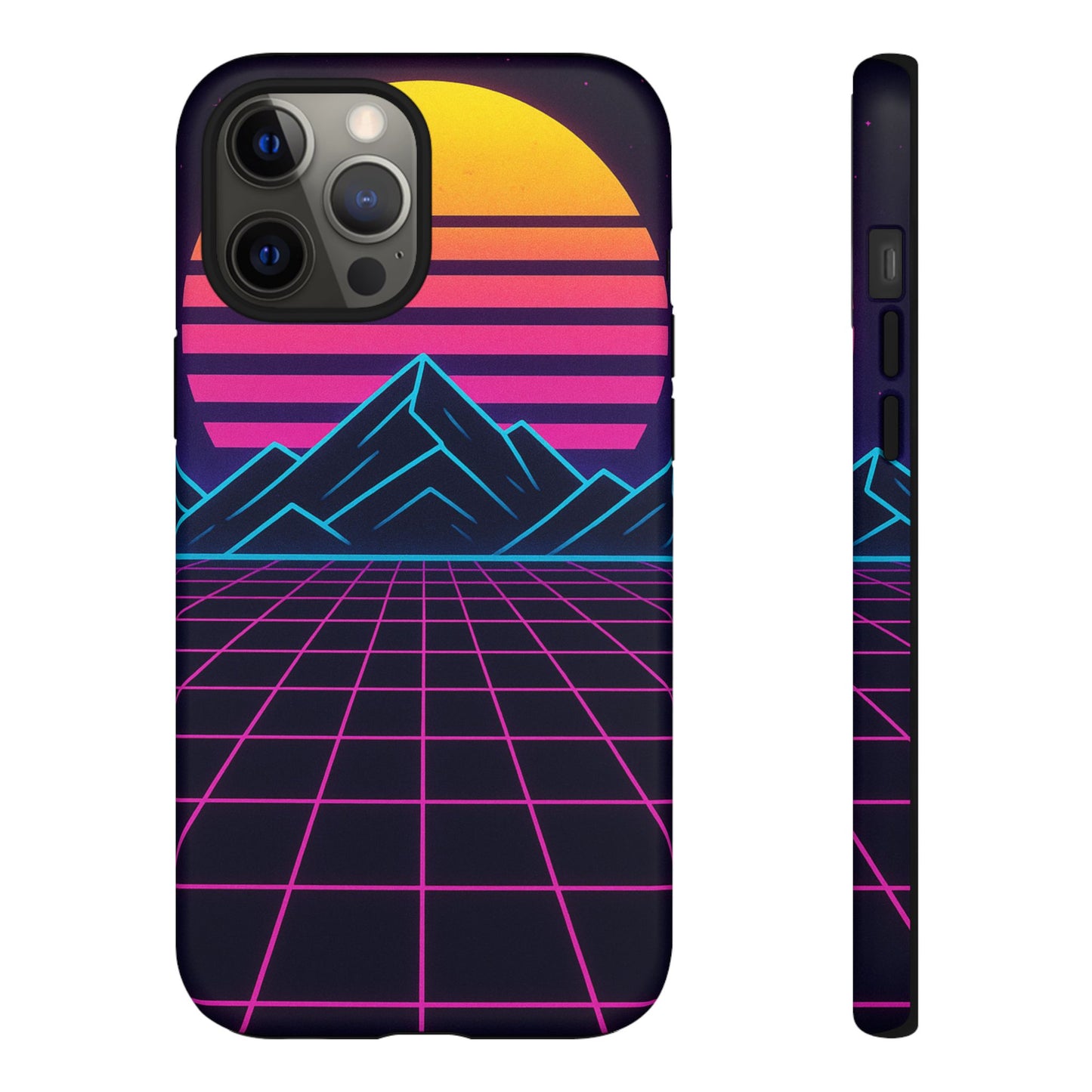 Retro Sunset Phone Case, Vintage Neon Case, 80s Aesthetic Cover, Gift for Tech Lovers, Unique Phone Accessories
