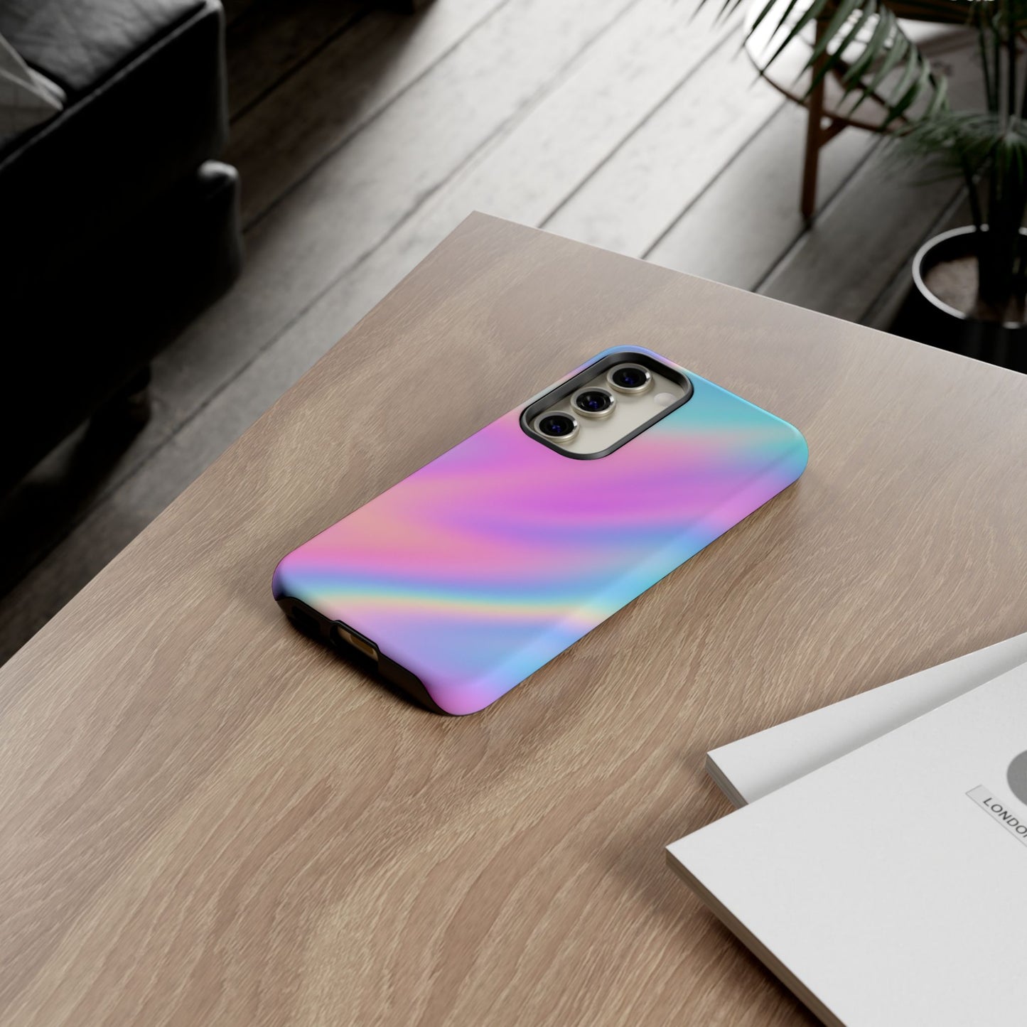 Colorful Holographic Phone Case, Tough Cases for iPhone, Trendy Phone Cover, Unique Gift for Her, Pastel Phone Accessory